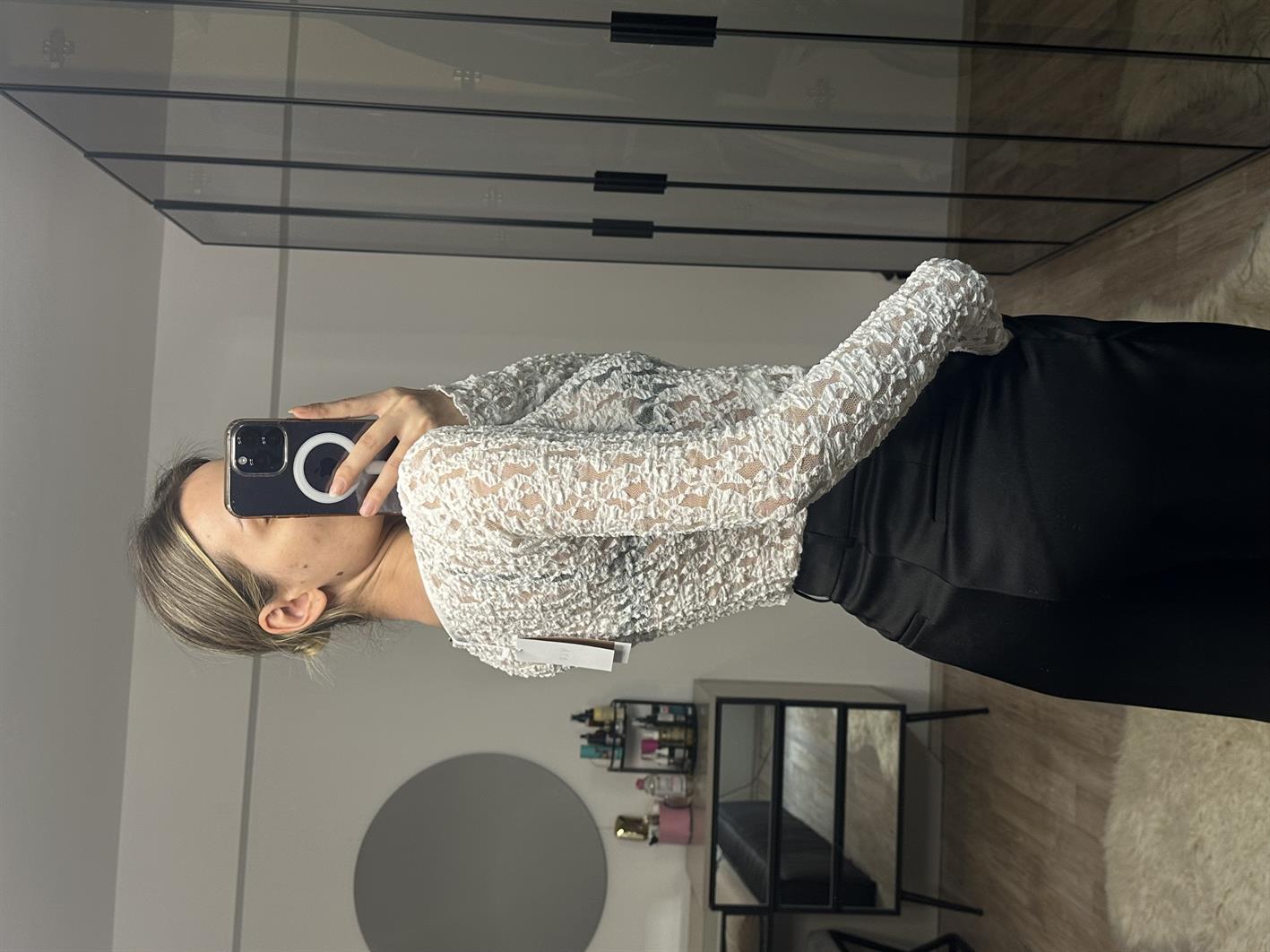 Jessica Beyaz Dantel Bluz