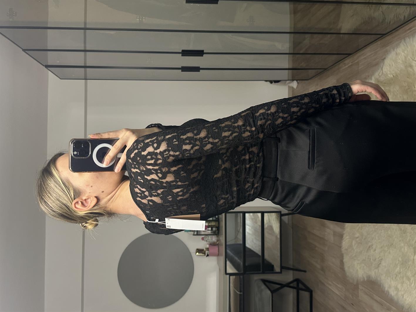 Jessica Siyah Dantel Bluz