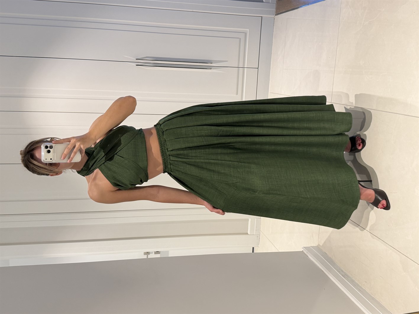 Kahlan Haki Etekli Crop Takım