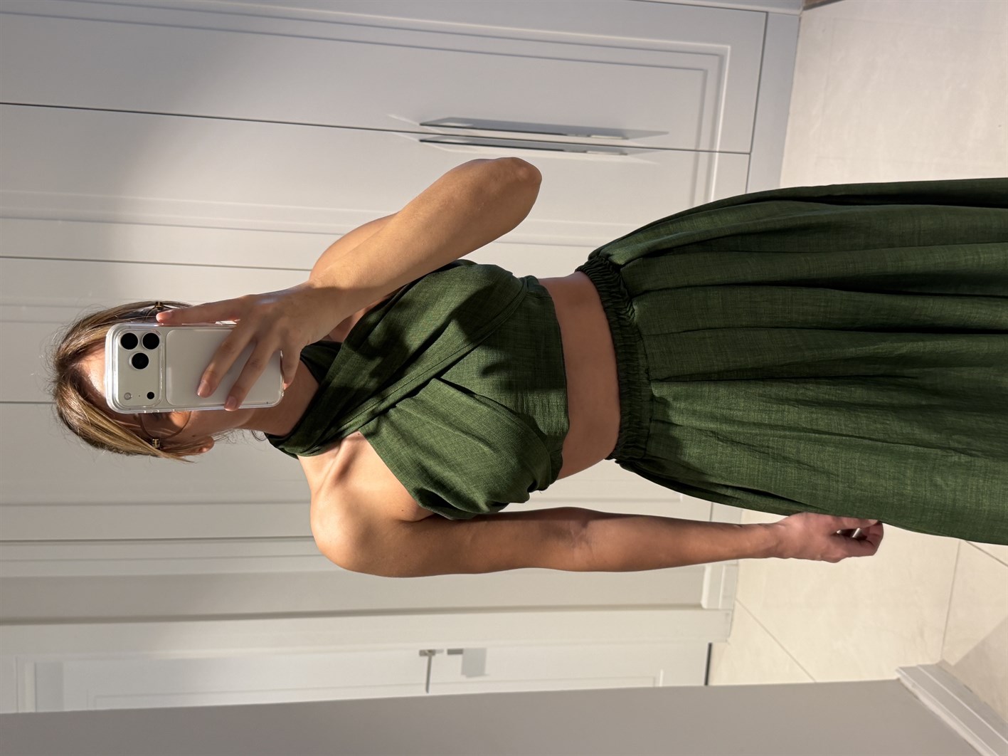 Kahlan Haki Etekli Crop Takım