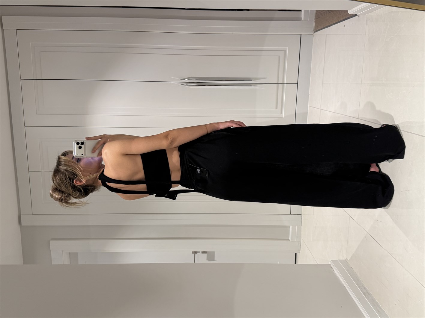 Lake Siyah Crop Bağlamalı Kapaklı Pantolon Bluz Takım