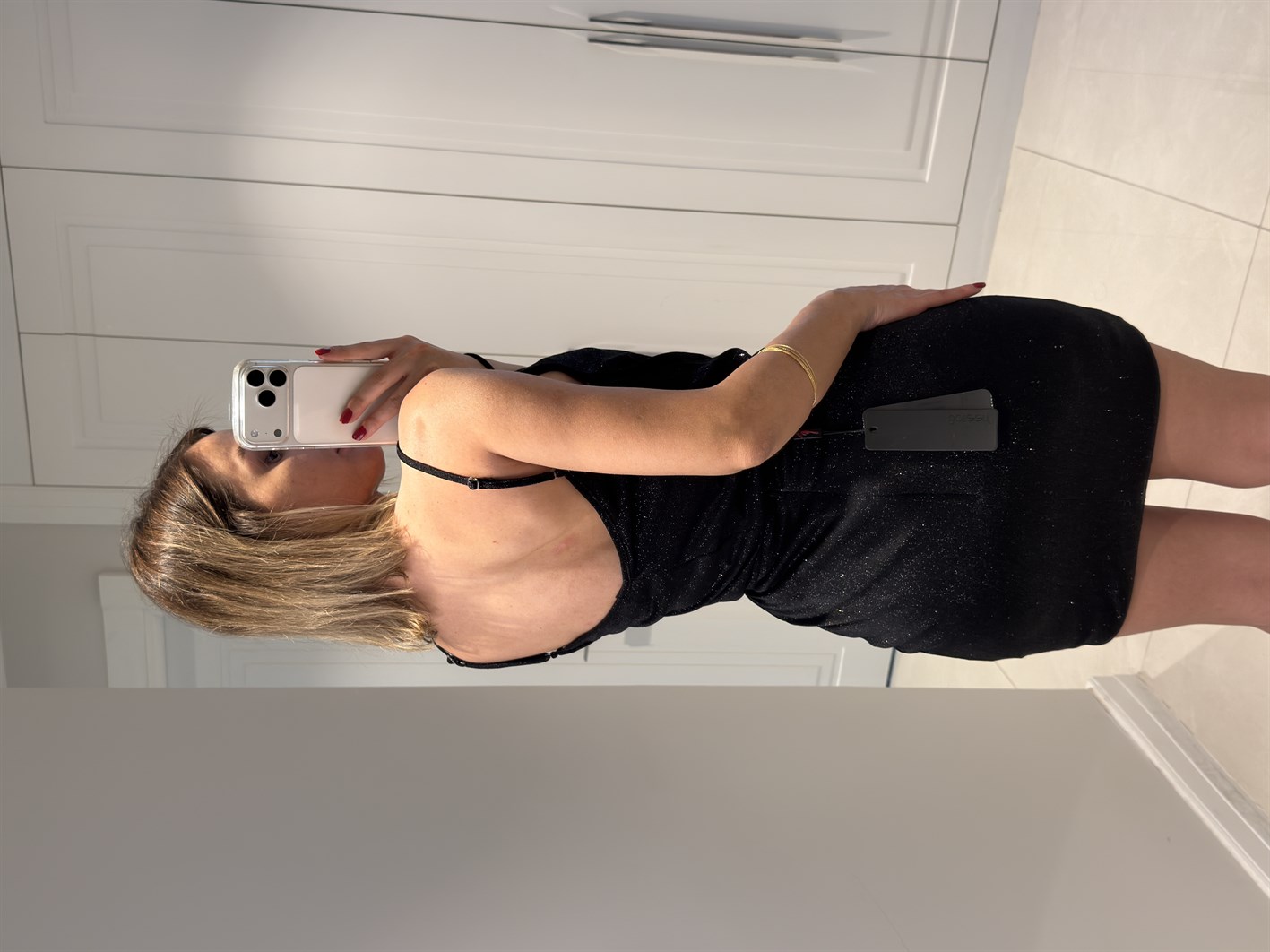 Layana Siyah Simli Degaje Yaka Bluz Etek Takım