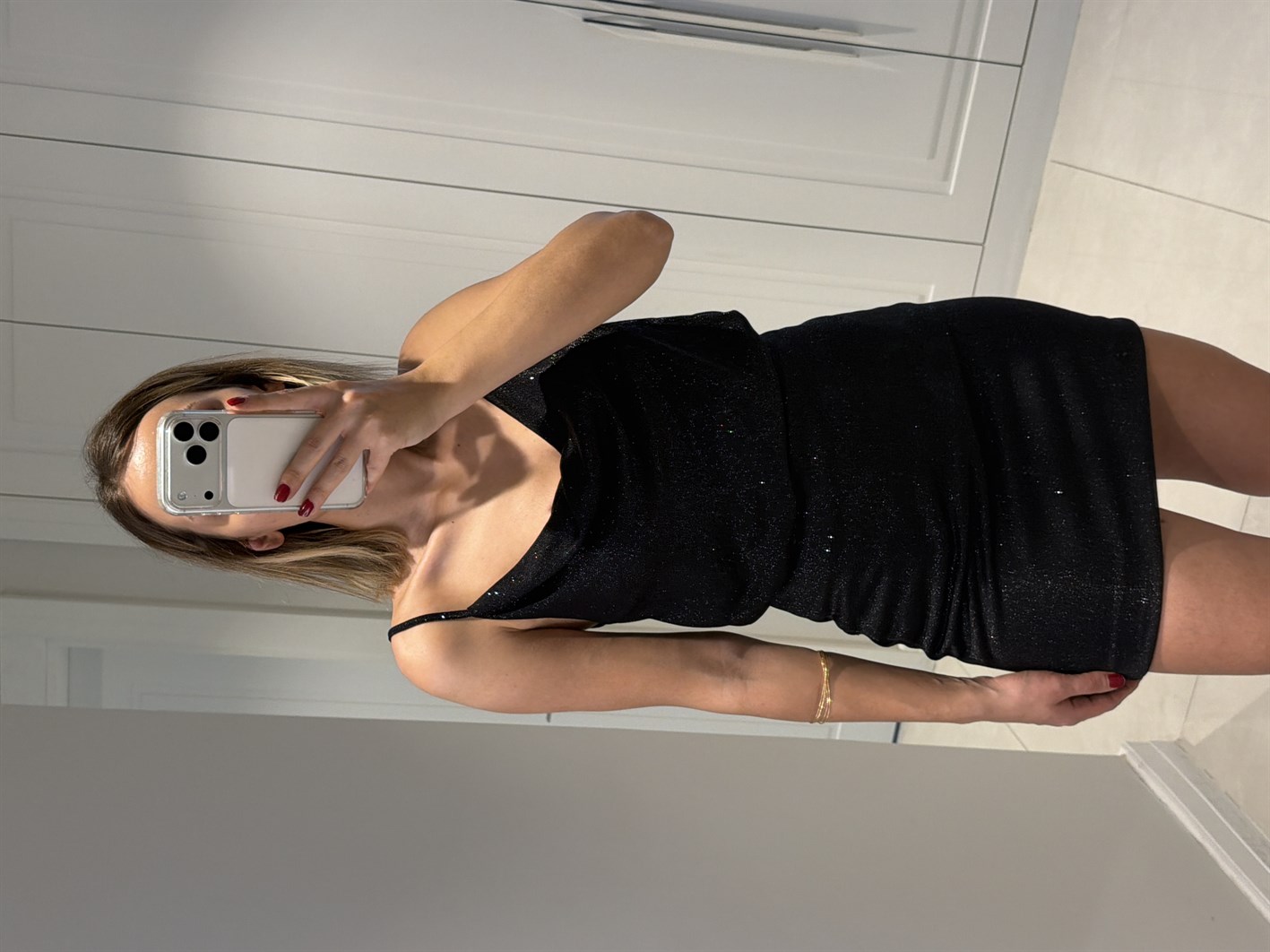 Layana Siyah Simli Degaje Yaka Bluz Etek Takım