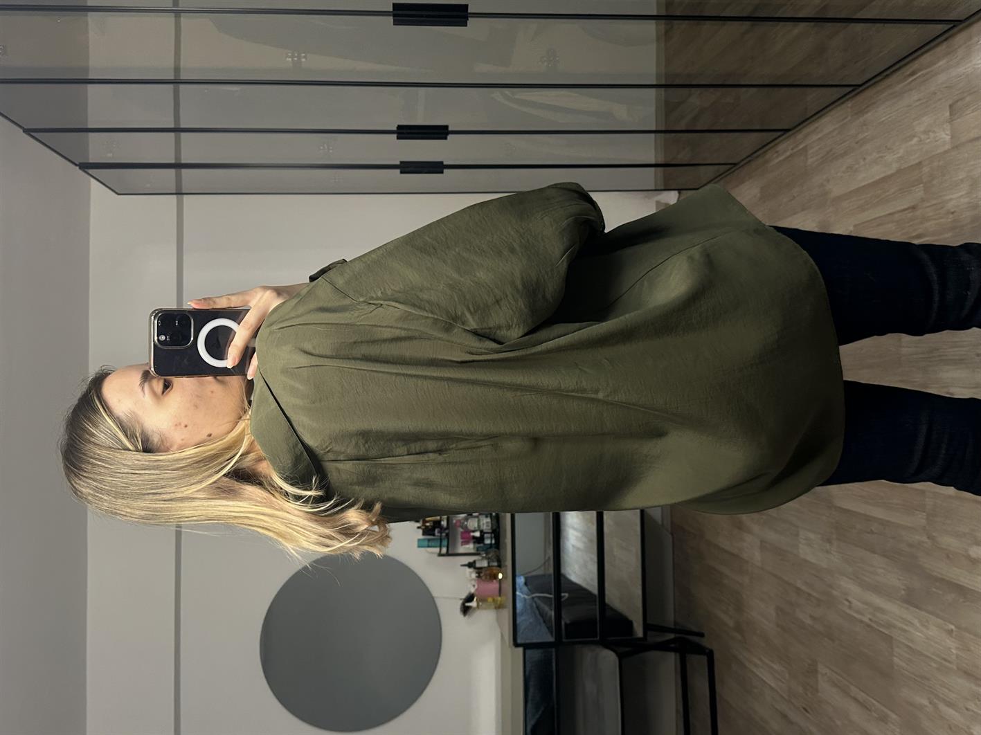 Lisa Haki Oversize Tensel Gömlek