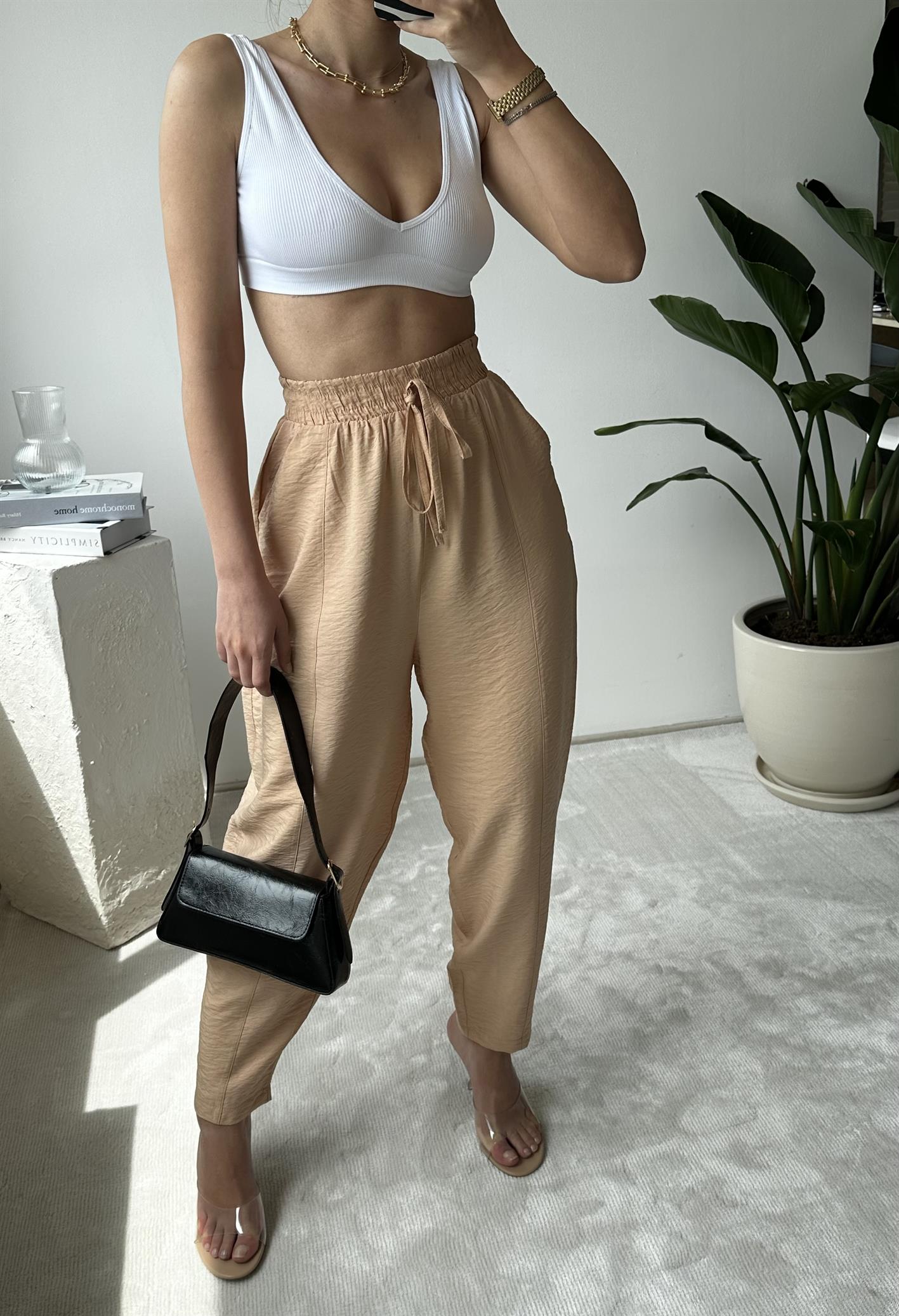 Lole Camel Yüksek Bel Rahat Paça Şalvar Pantolon