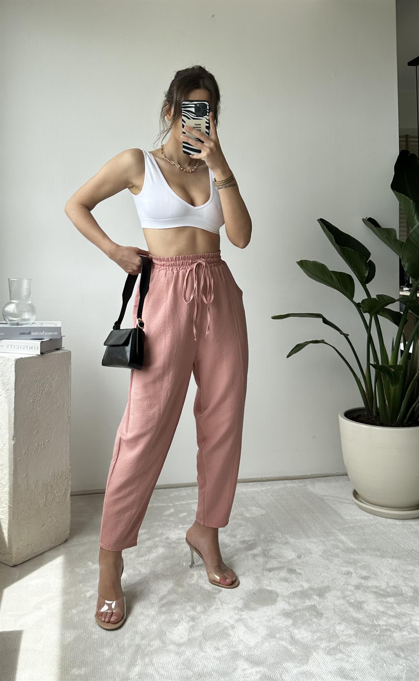 Lole Gül Kurusu Yüksek Bel Rahat Paça Şalvar Pantolon