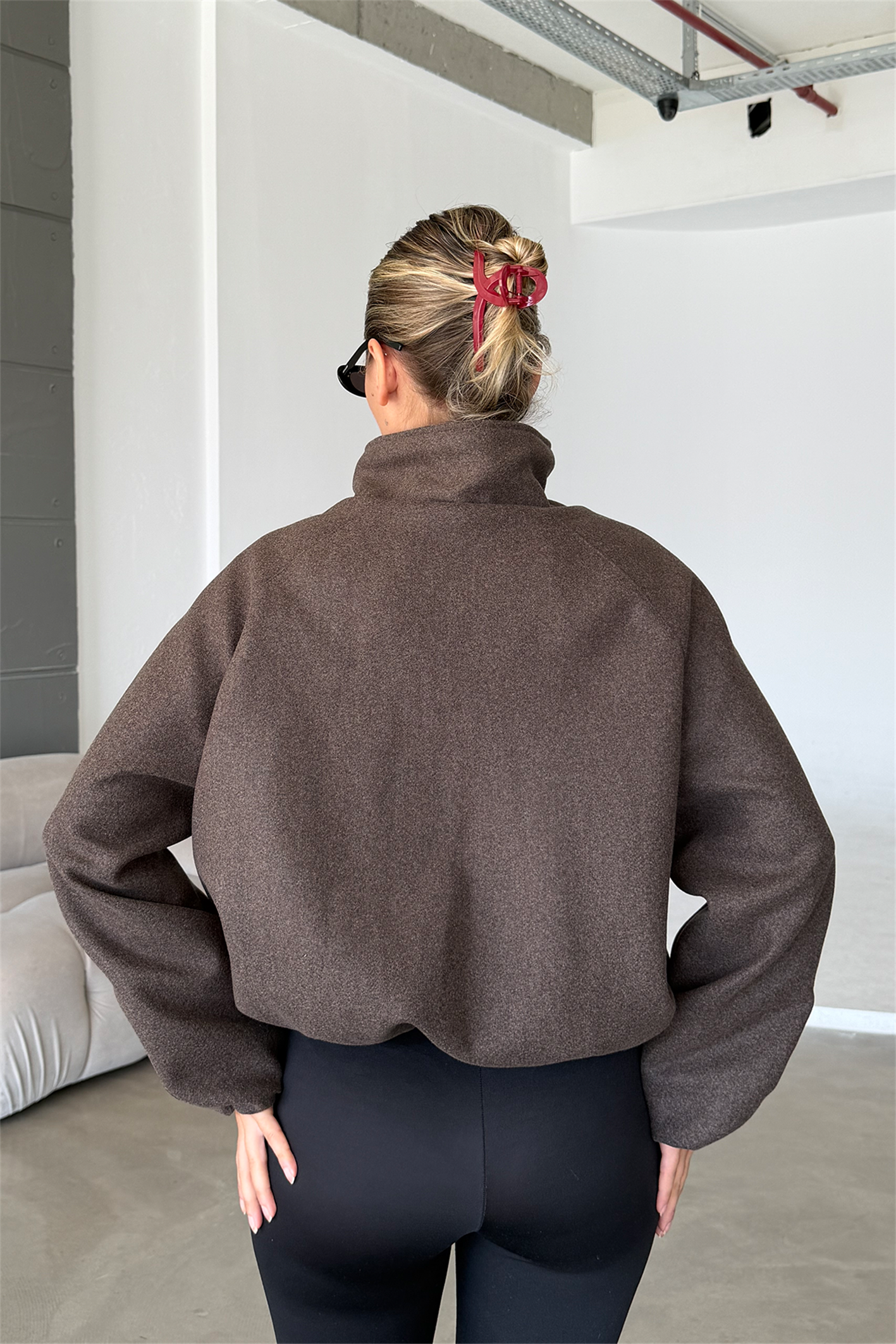 Lucie Brown Dik Yaka Oversize Kaşe Kaban