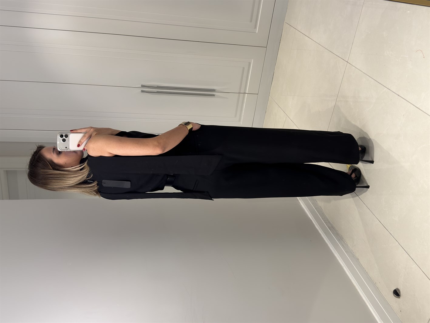 Mari Siyah Yüksek Bel Bilek Boy Pantolon