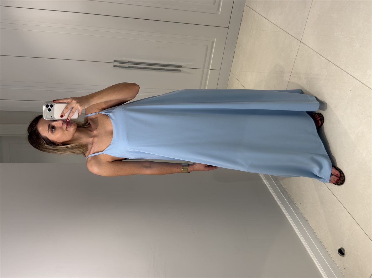 Noura Bebe Mavisi Askılı Elbise