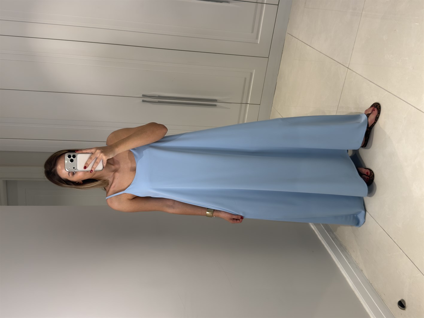 Noura Bebe Mavisi Askılı Elbise