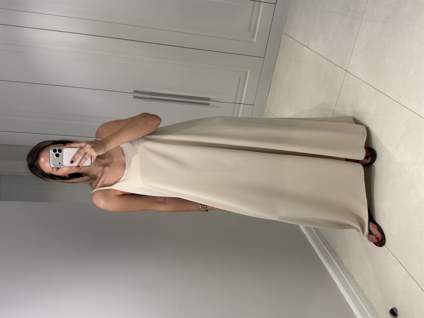 Noura Bej Askılı Elbise