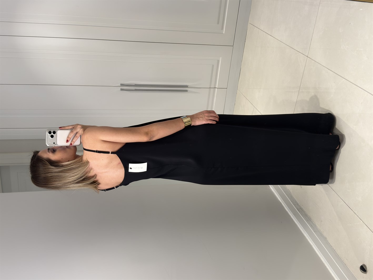 Noura Siyah Askılı Elbise