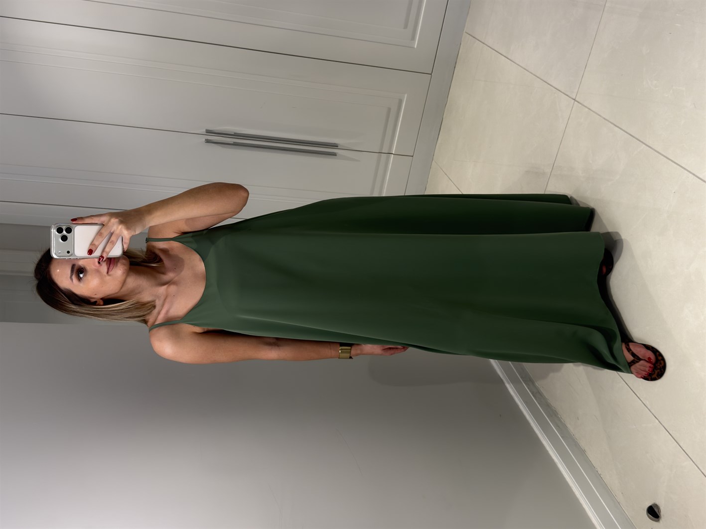 Noura Yeşil Askılı Elbise