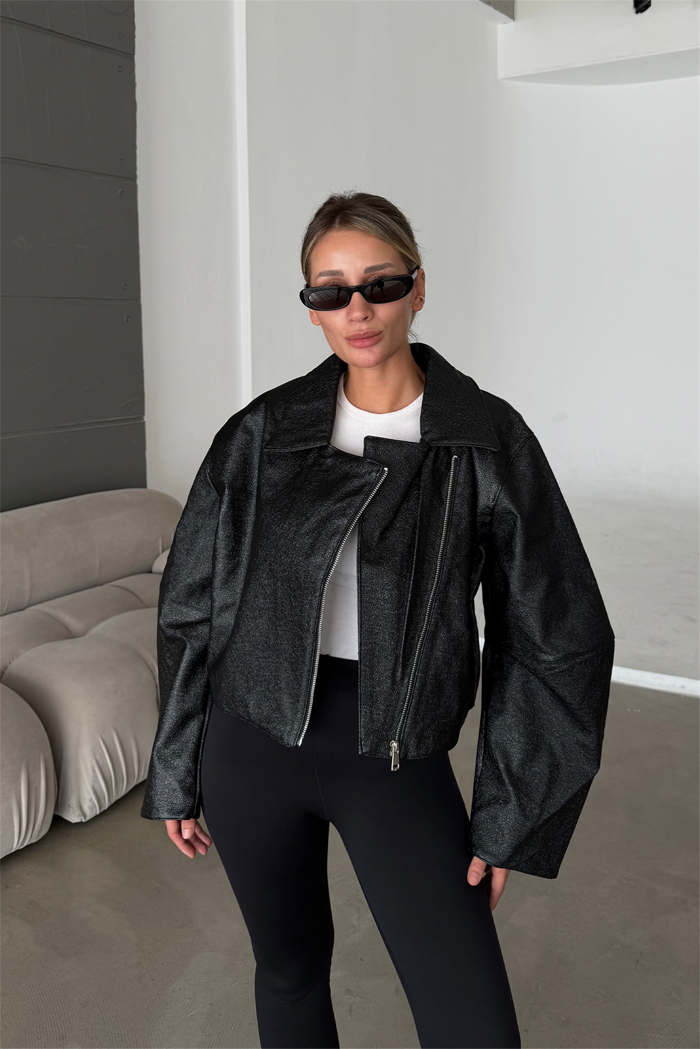 Nova Oversize Rugan Deri Ceket