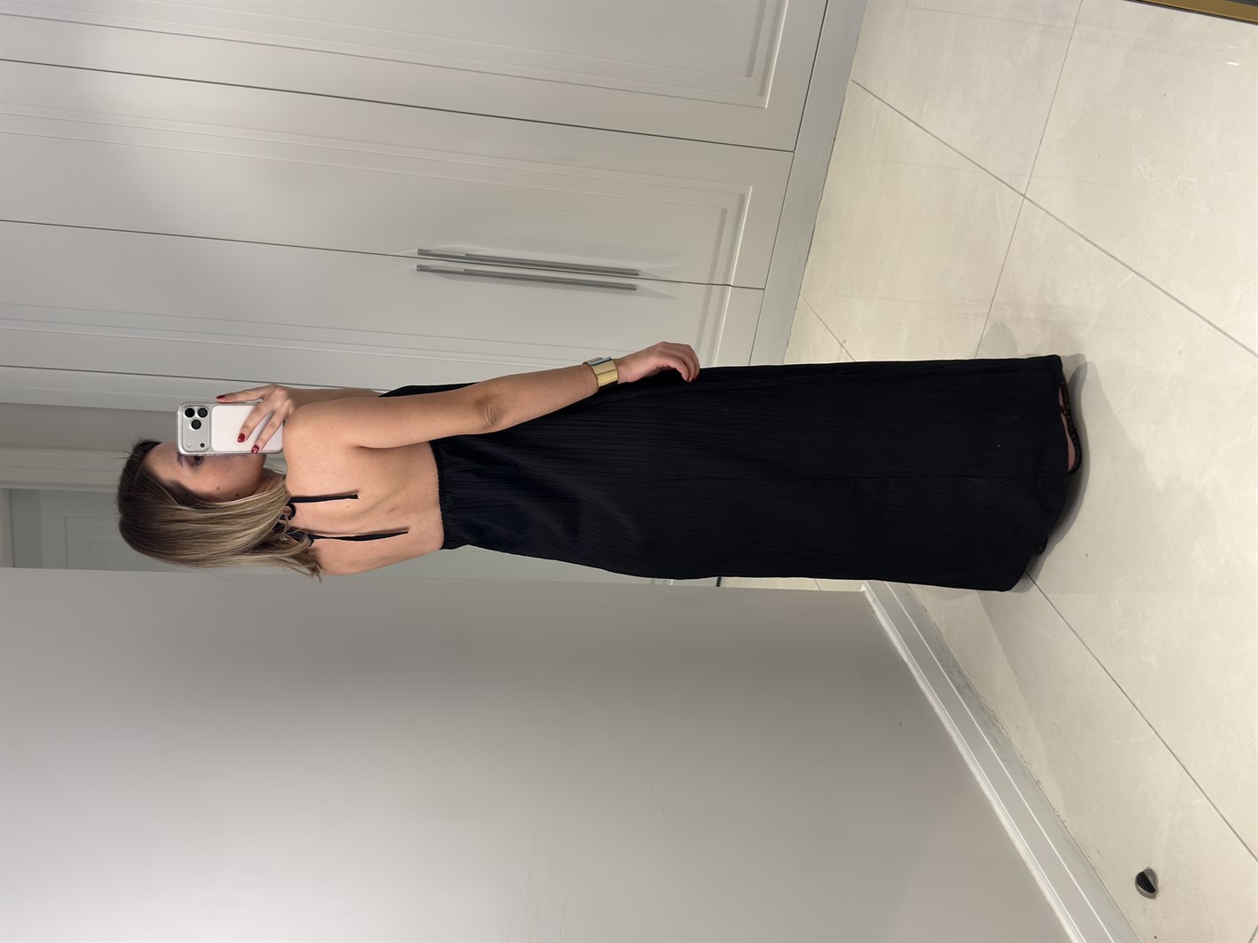 Oleanna Siyah Boyundan Bağlamalı Elbise