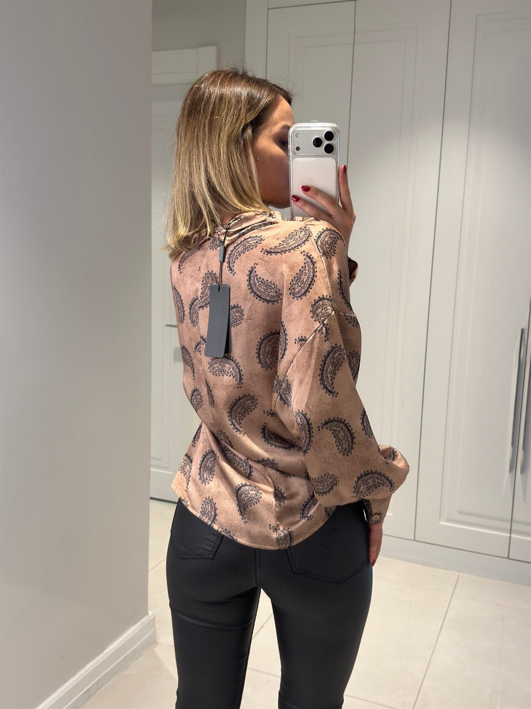 Rovena Bej Degaje Yaka Desenli Bluz