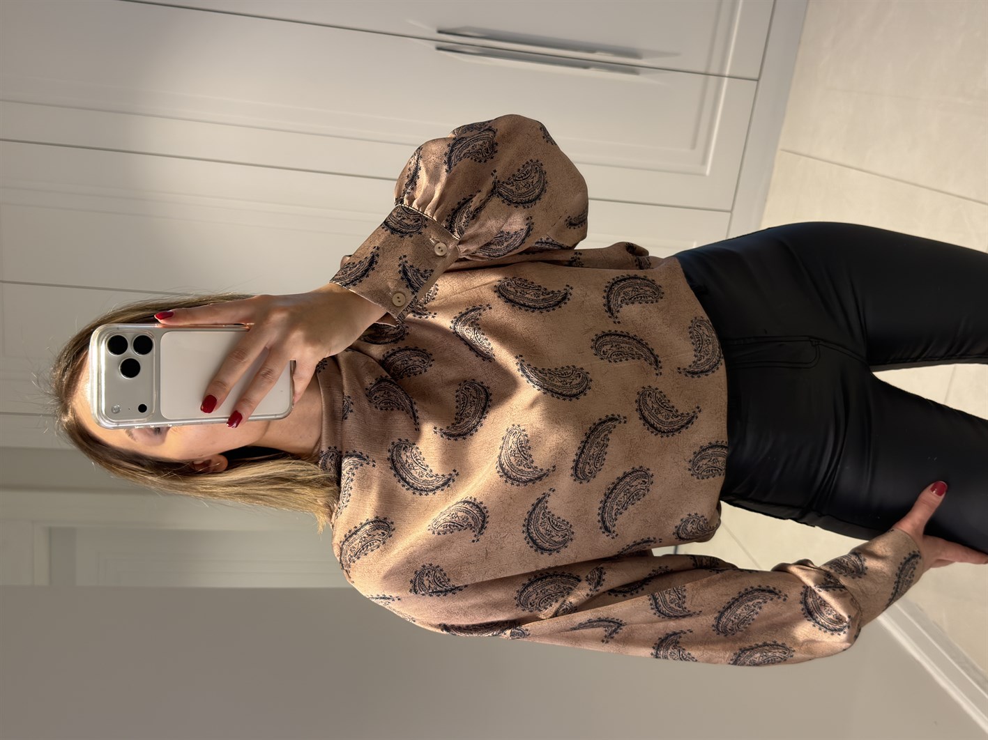 Rovena Bej Degaje Yaka Desenli Bluz