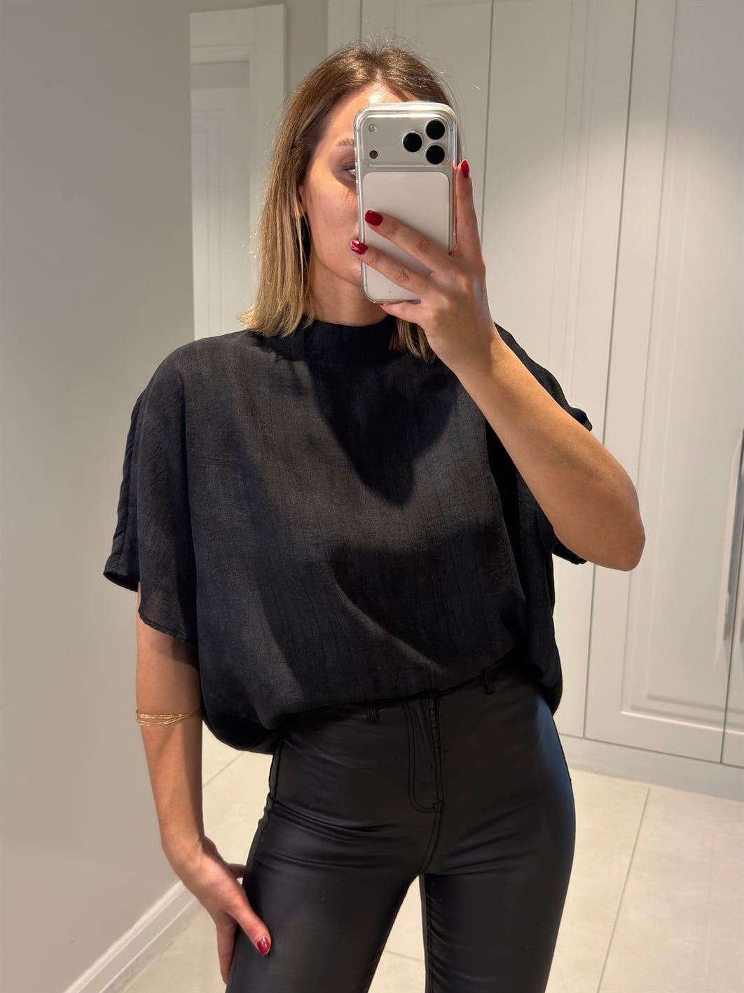 Serena Siyah Desenli Salaş Bluz