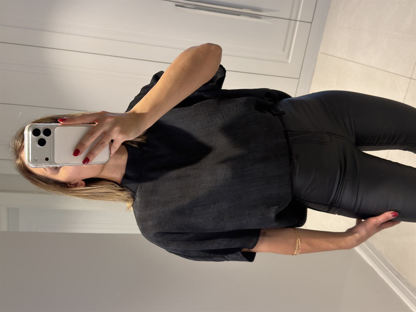 Serena Siyah Desenli Salaş Bluz