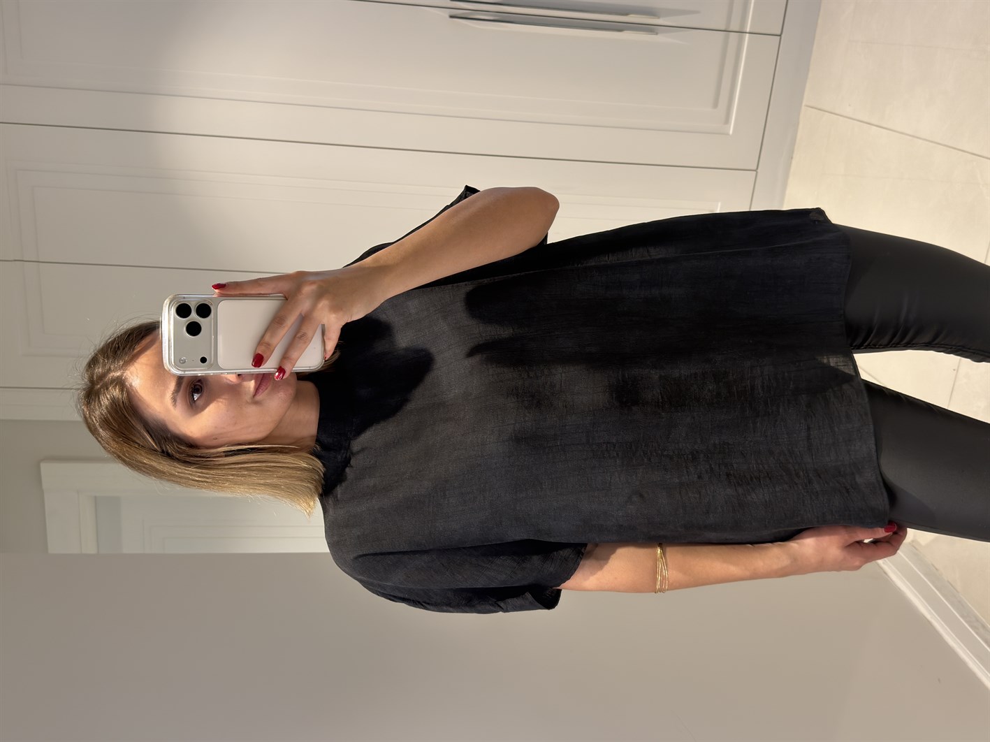 Serena Siyah Desenli Salaş Bluz