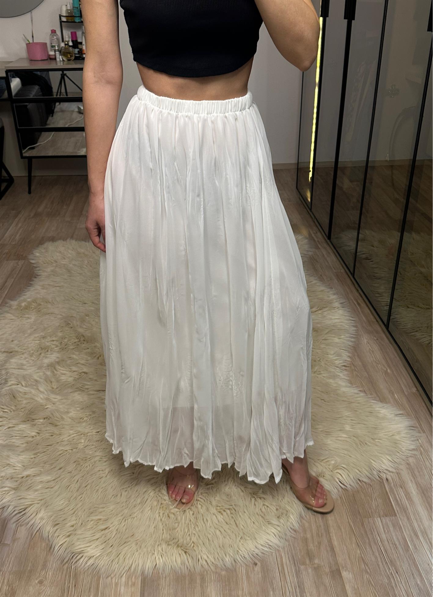 Teresa Beyaz Astarlı Maxi Tül Etek