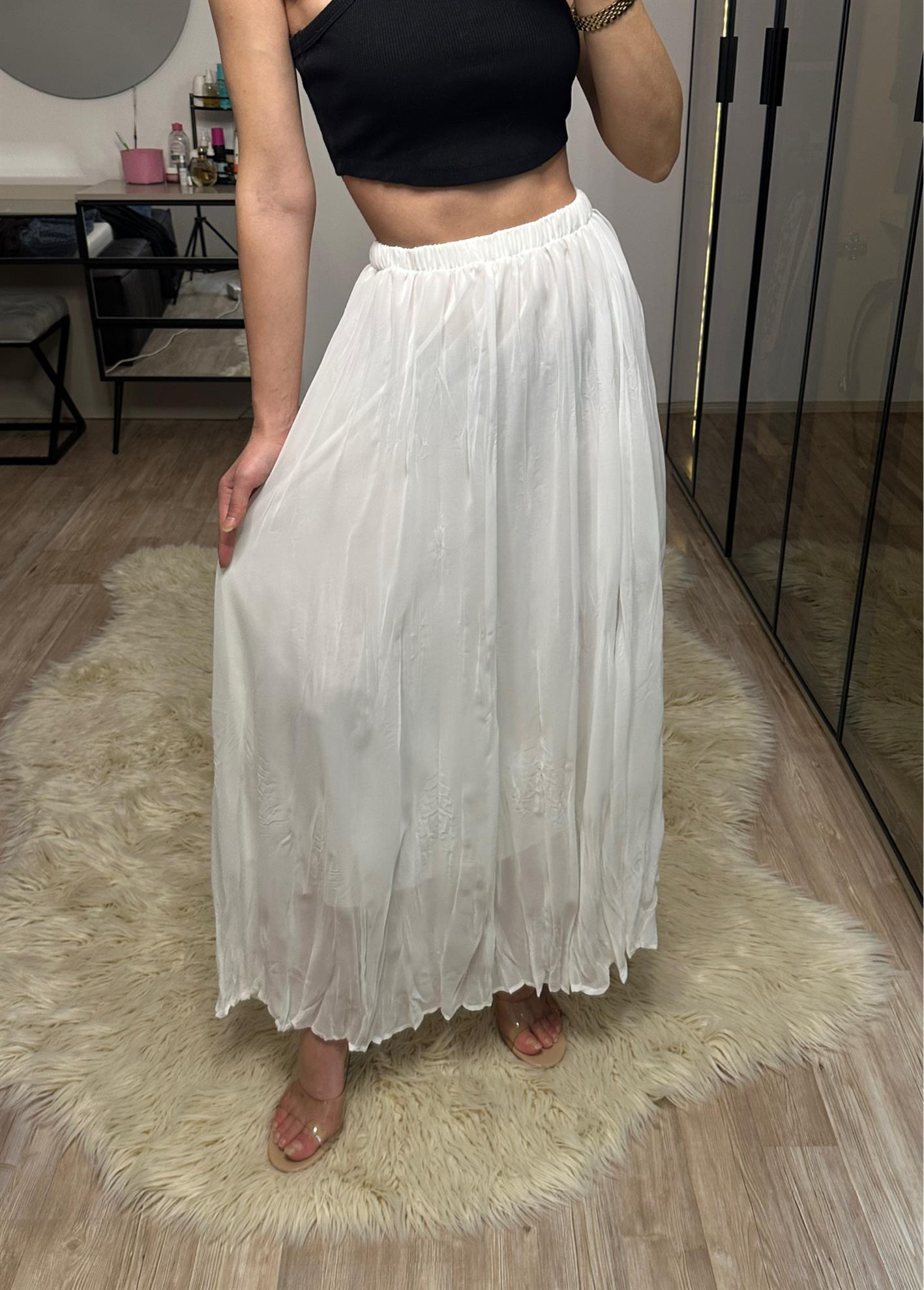 Teresa Beyaz Astarlı Maxi Tül Etek