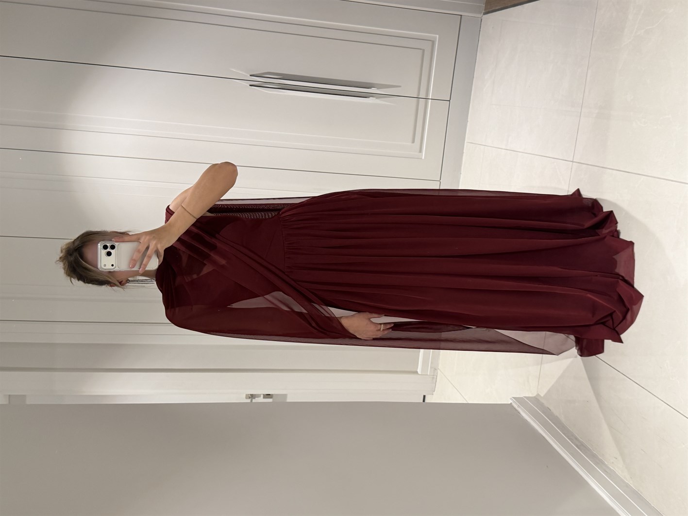 Terra Bordo Tül Detaylı Elbise