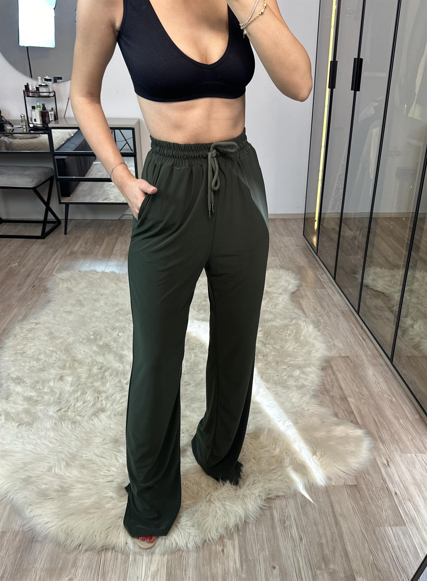 Tokyo Haki Yırtmaçlı Yüksek Bel Pantolon