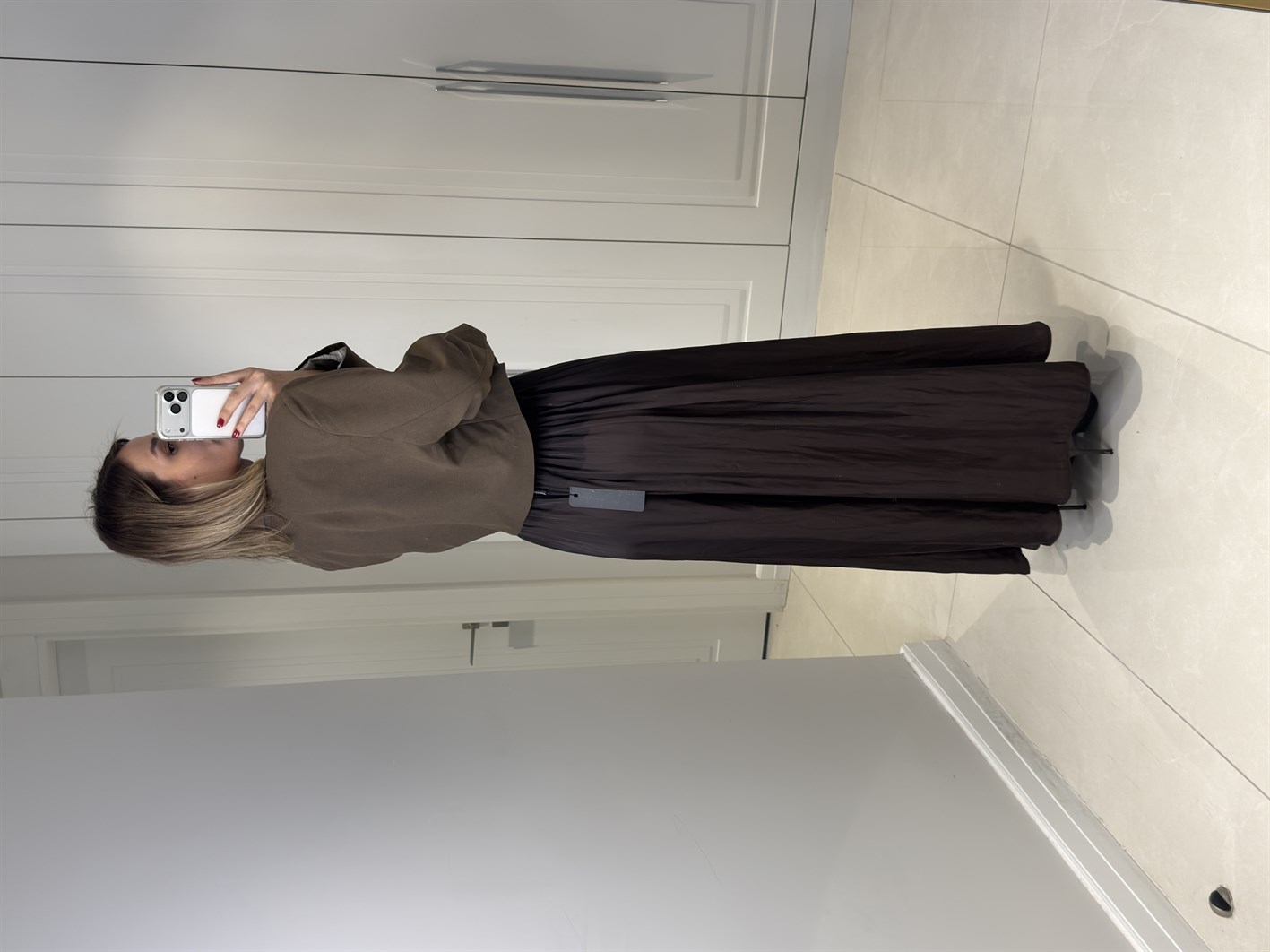 Tosca Bordo Saten Etek