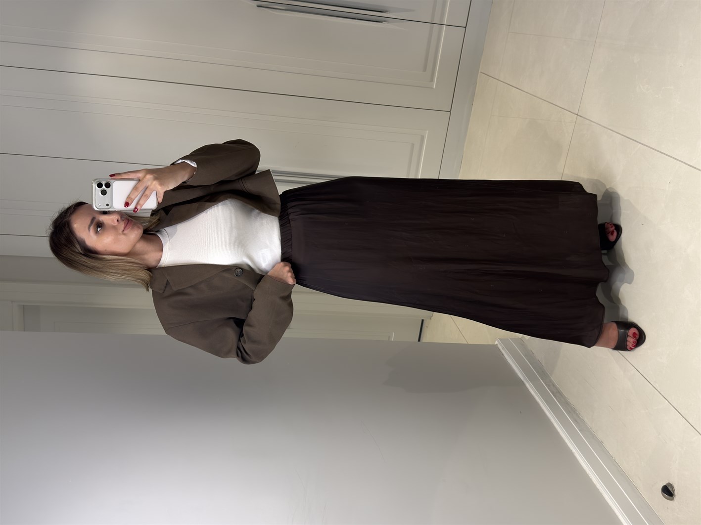 Tosca Bordo Saten Etek