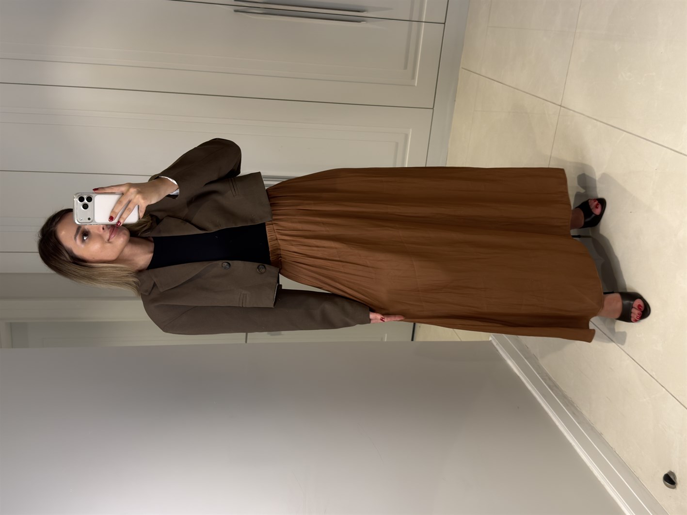 Tosca Kahve Saten Etek