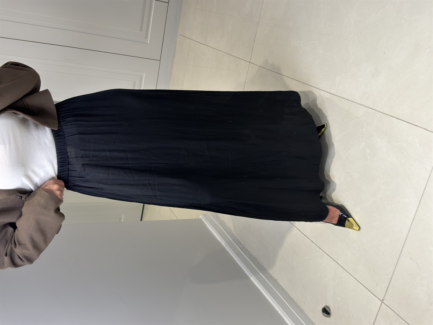 Tosca Siyah Saten Etek