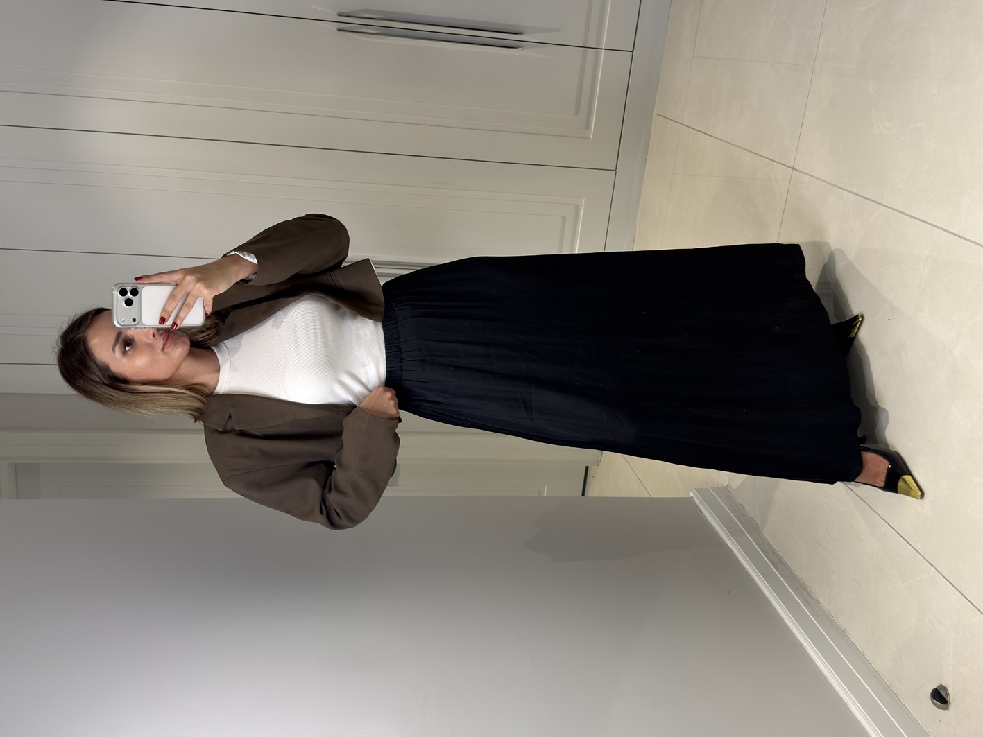 Tosca Siyah Saten Etek