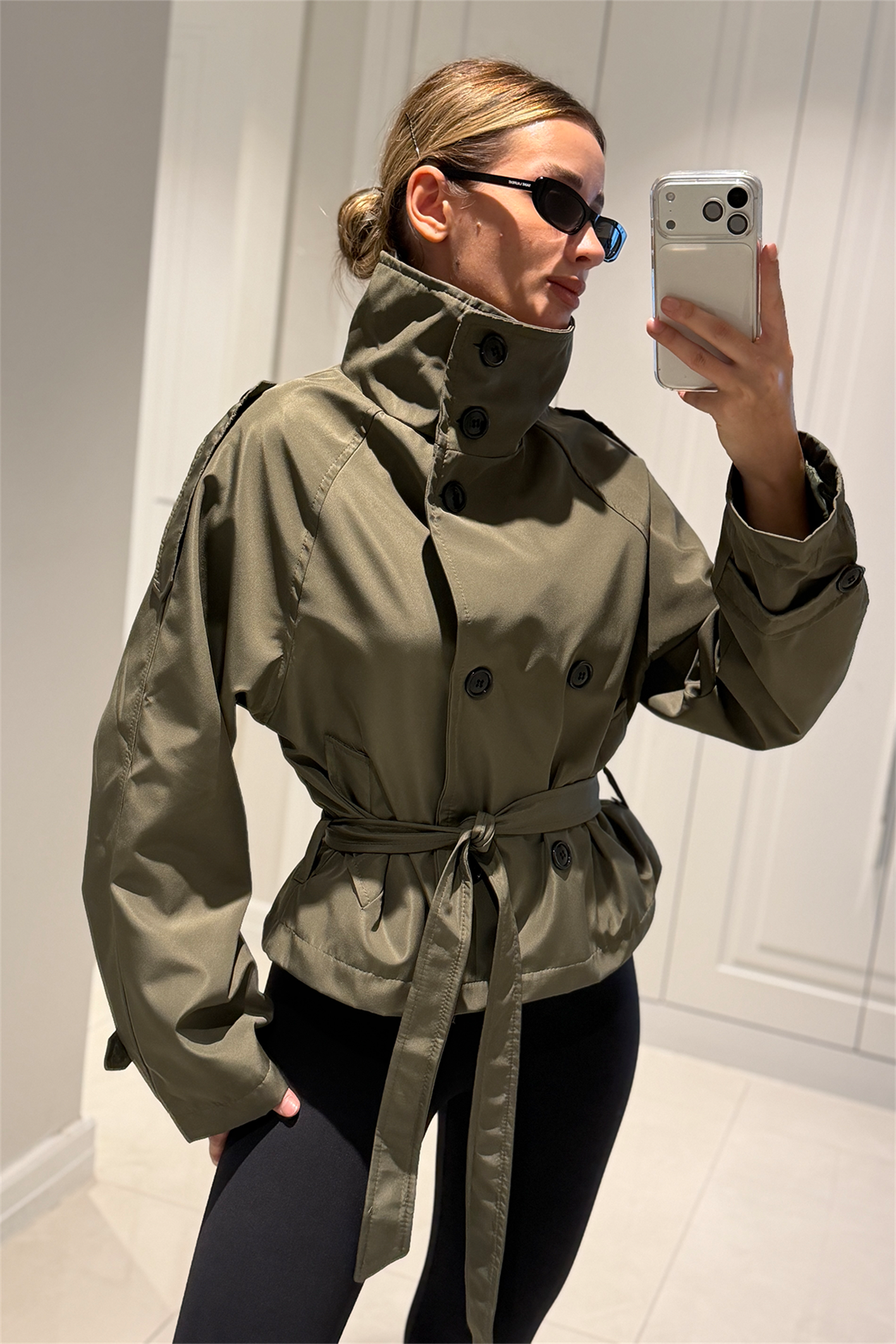 Valery Haki Dik Yaka Trençkot