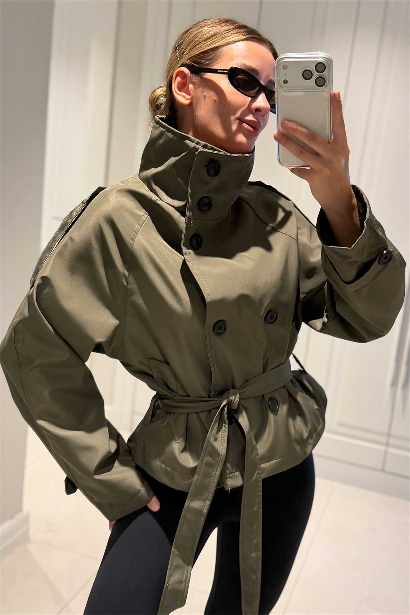 Valery Haki Dik Yaka Trençkot