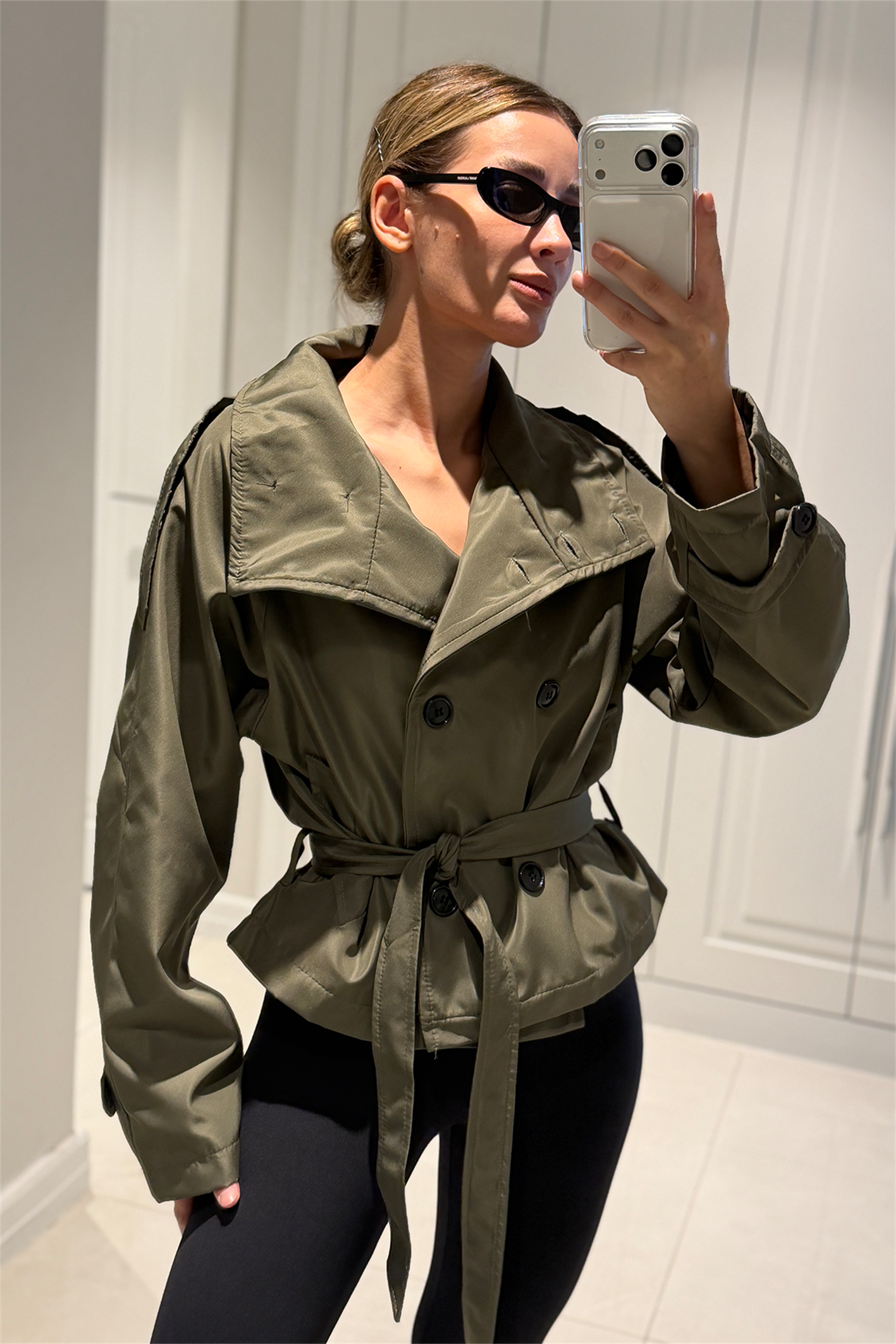 Valery Haki Dik Yaka Trençkot