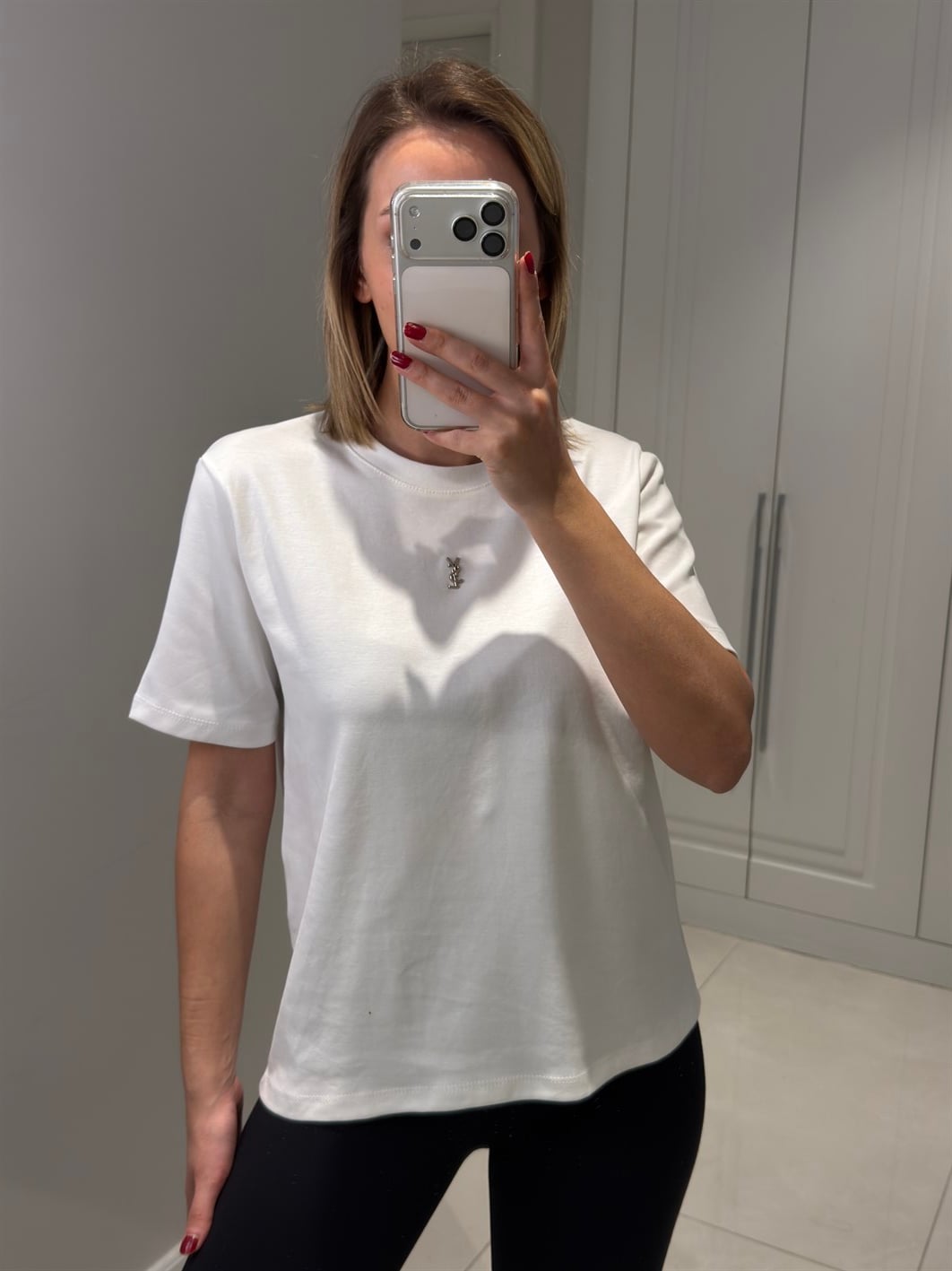 YSL Kart Etiketli Beyaz Kısa Kol Tişört