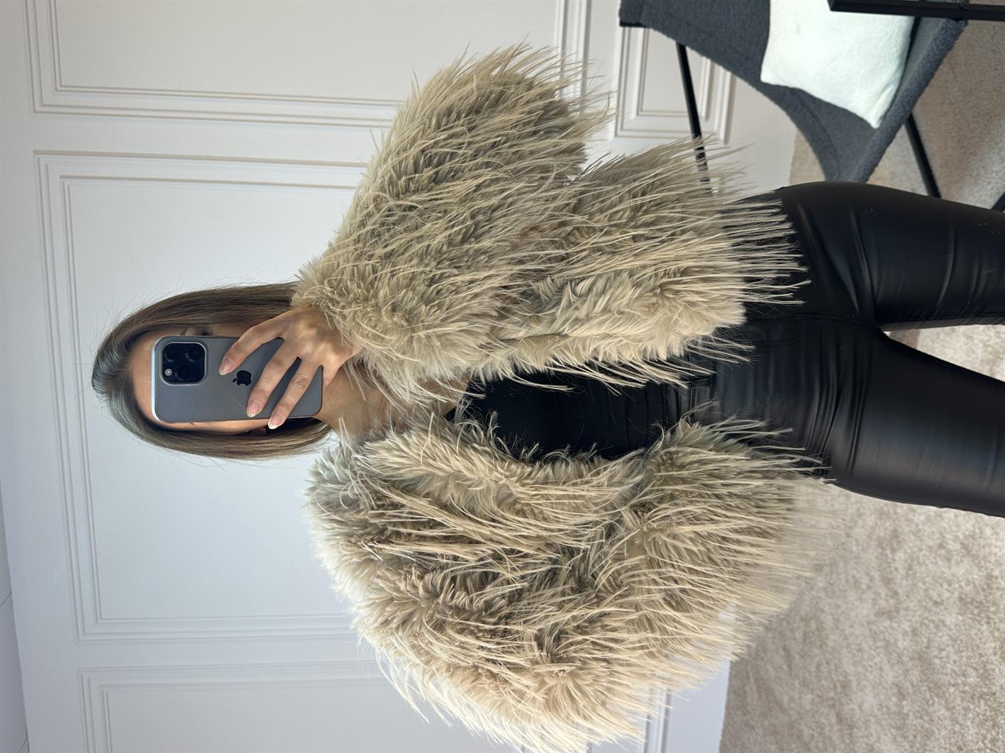 Lena Zr Model Bej Renk Luxury İçi Astarlı Premium İthal Kürk