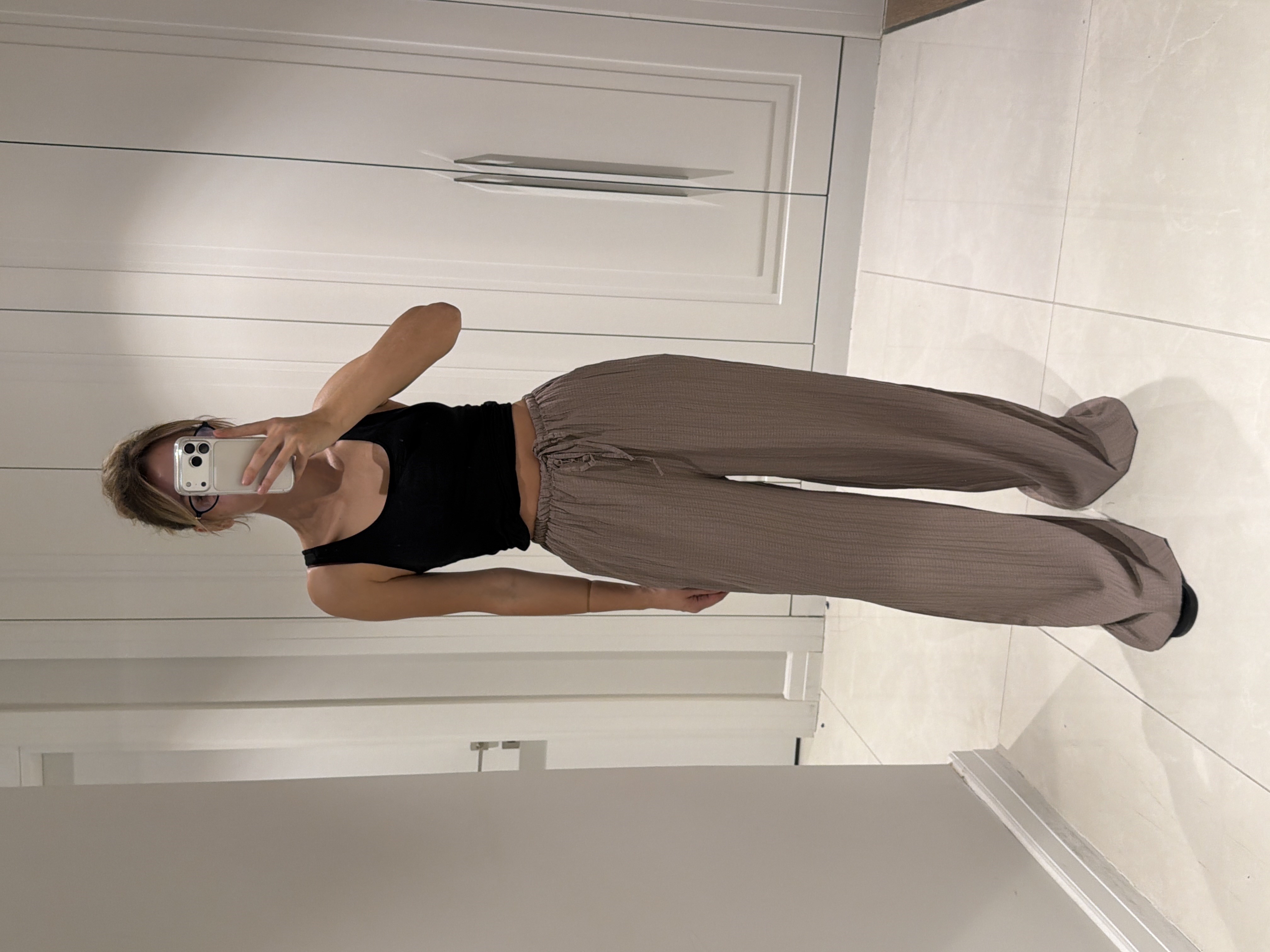 Aria Mürdüm Beli Lastikli Gofre Pantolon