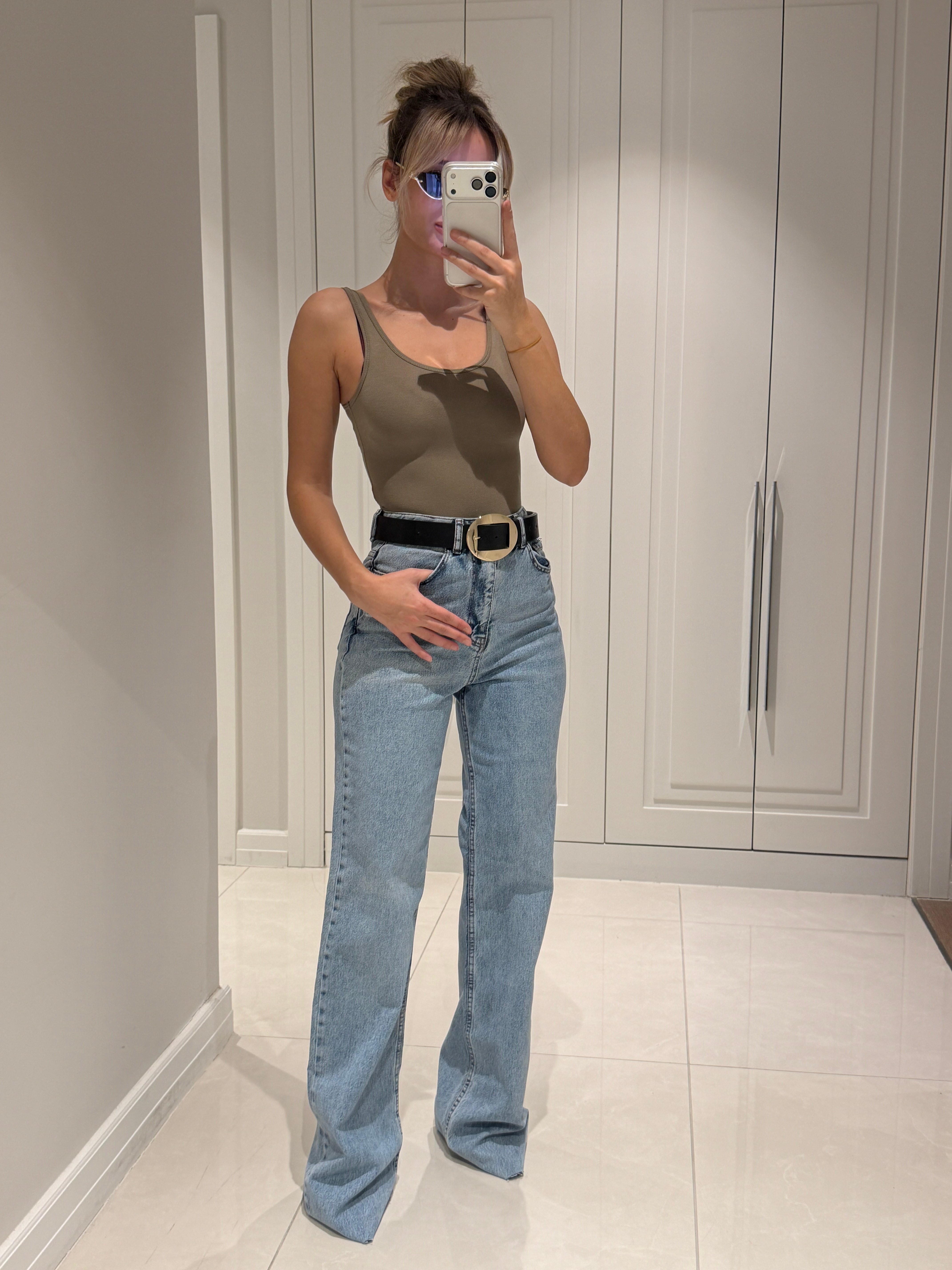 Arya Buz Mavisi Yüksek Bel Wide Leg Jean
