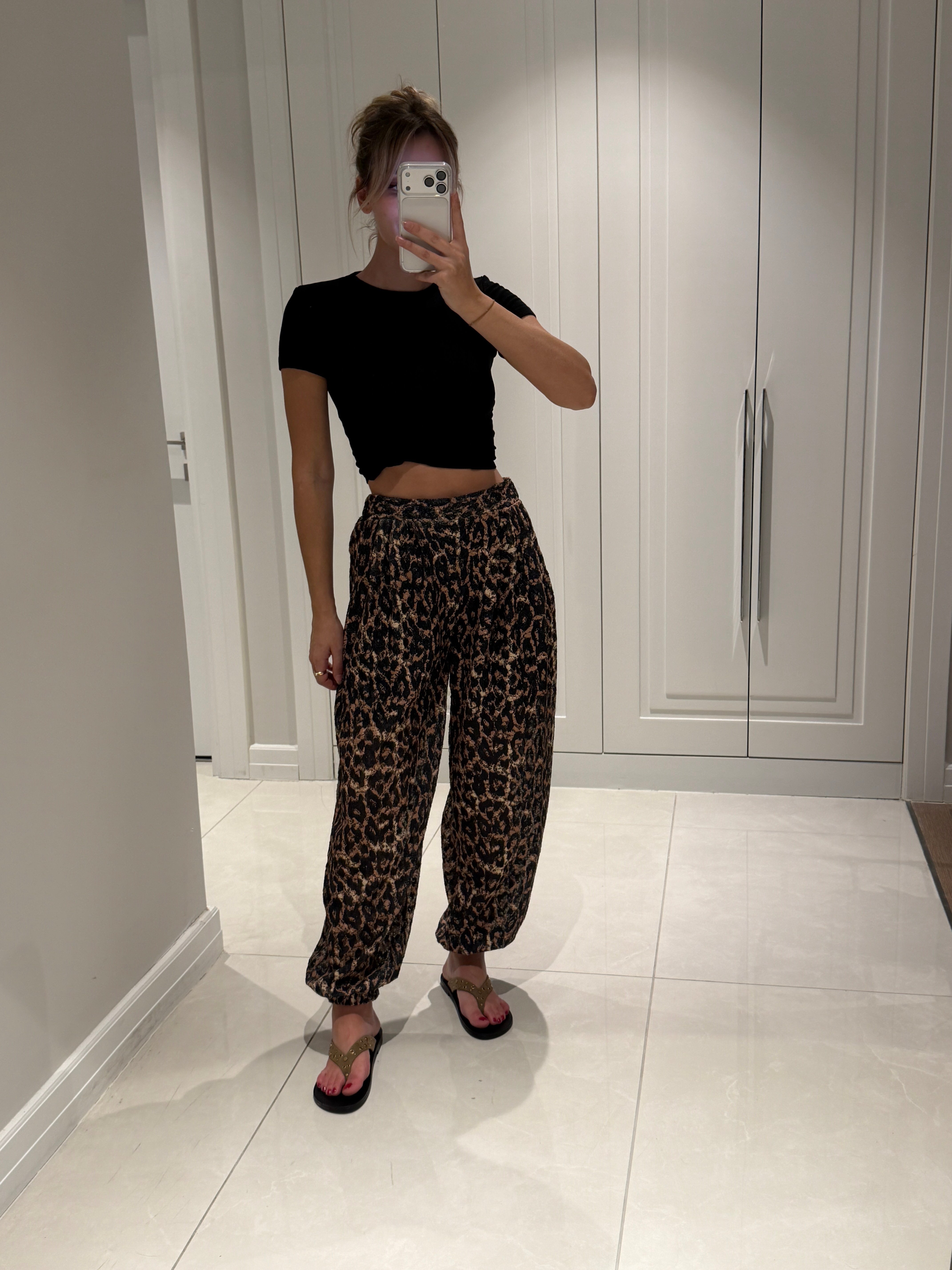 Cleo Leopar Desenli Şalvar Pantolon
