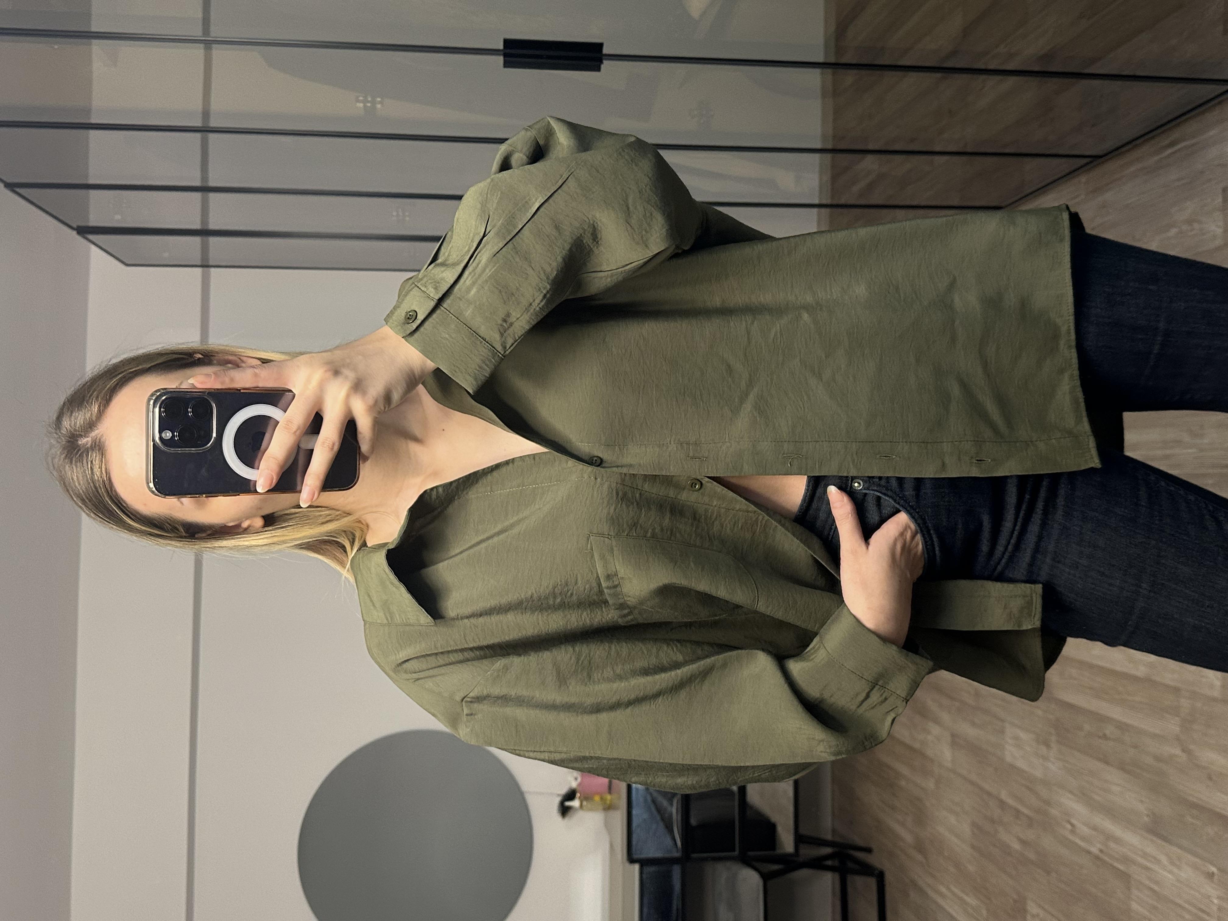 Lisa Haki Oversize Tensel Gömlek
