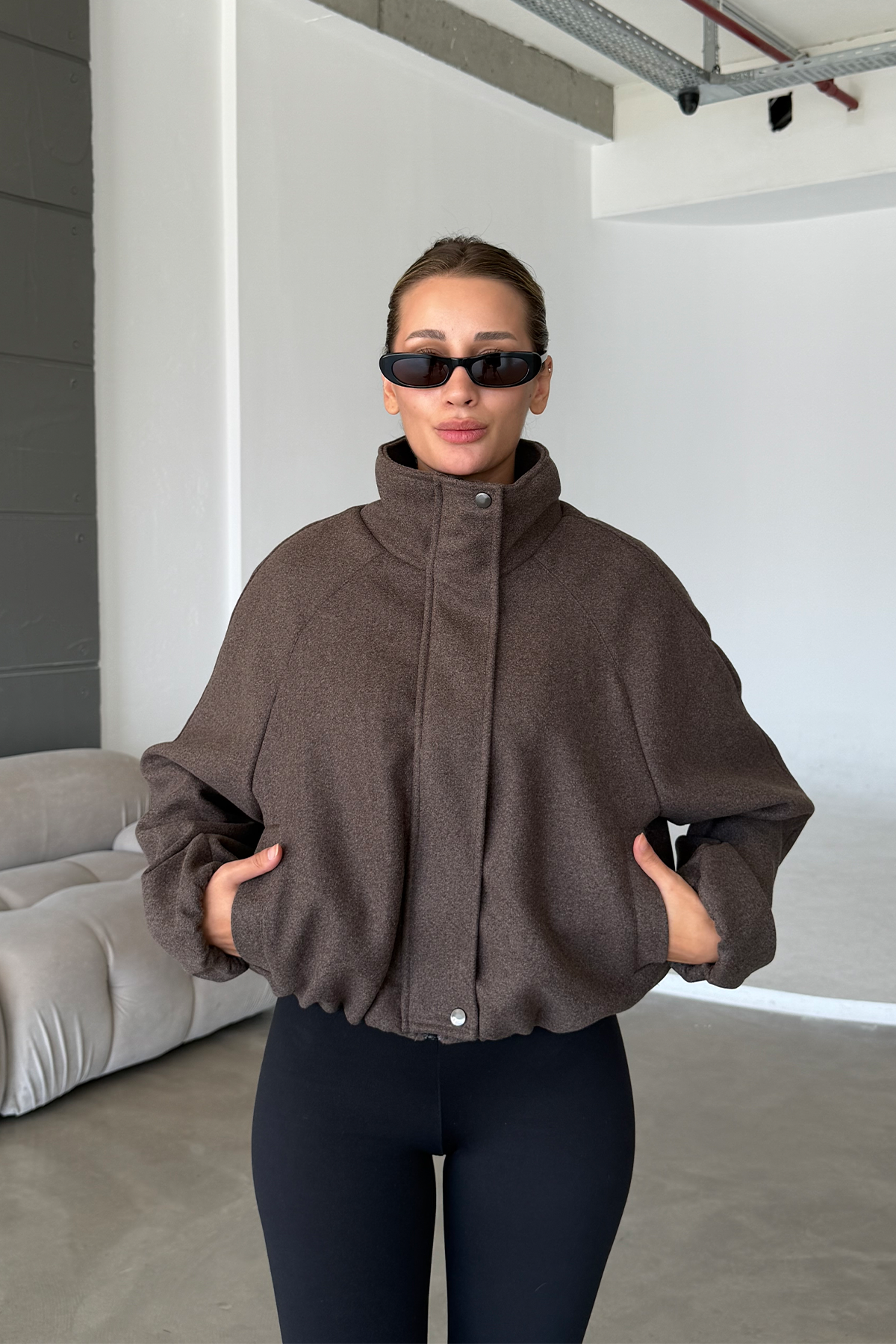Lucie Brown Dik Yaka Oversize Kaşe Kaban
