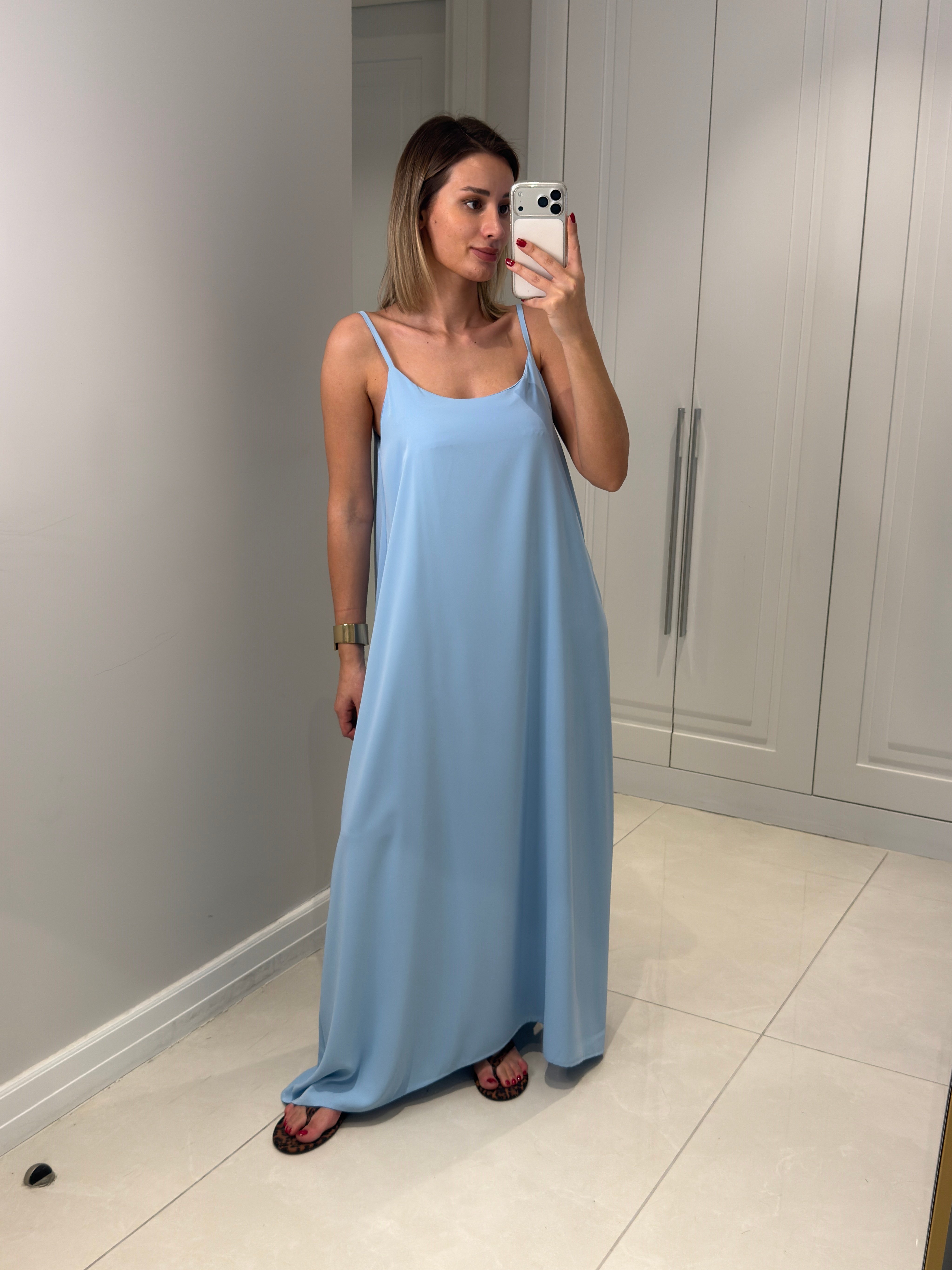 Noura Bebe Mavisi Askılı Elbise