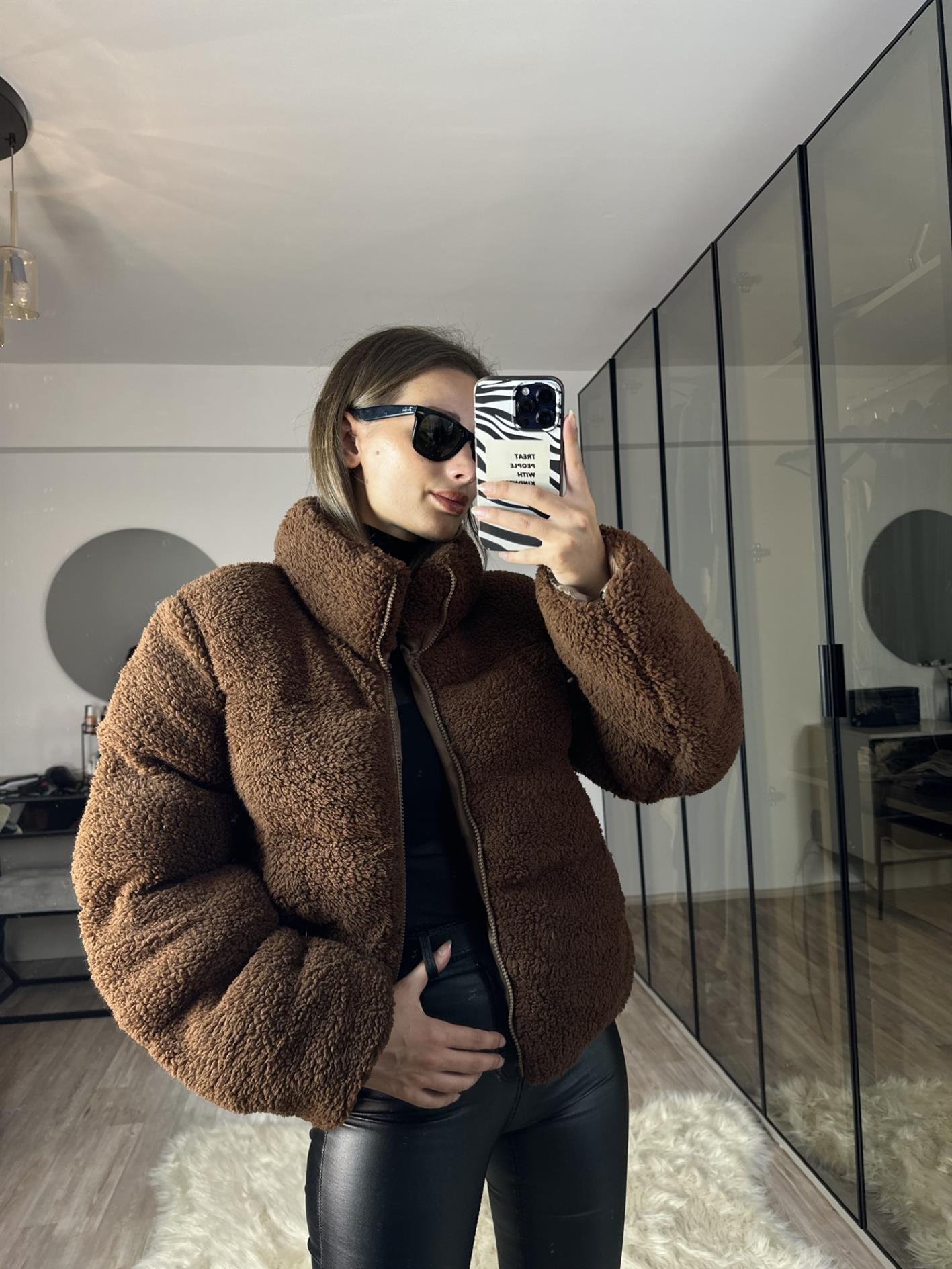 Teddy Kahverengi Oversize Peluş Mont