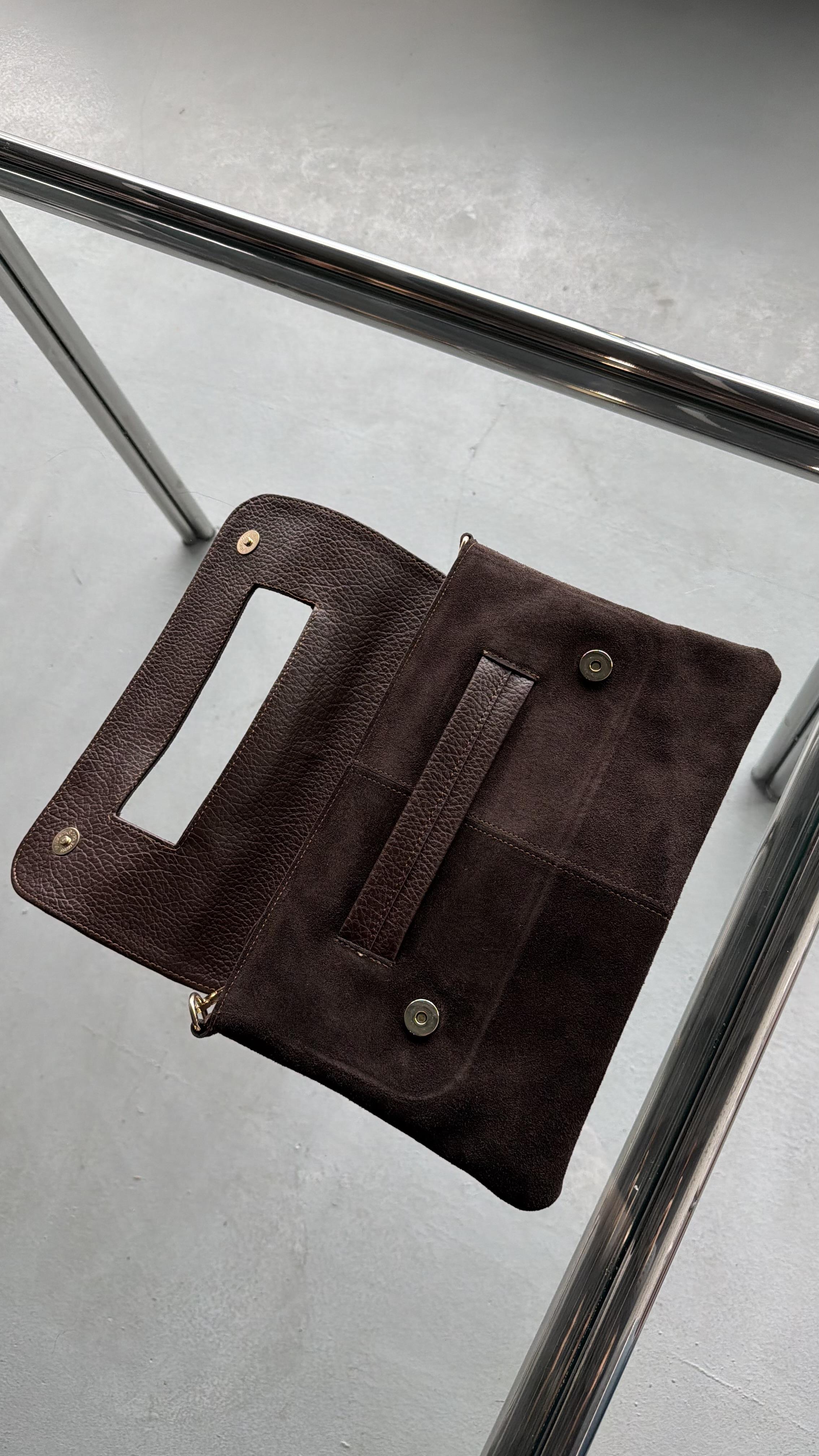 Atelier Mocha – Kahverengi Süet & Deri Clutch Çanta