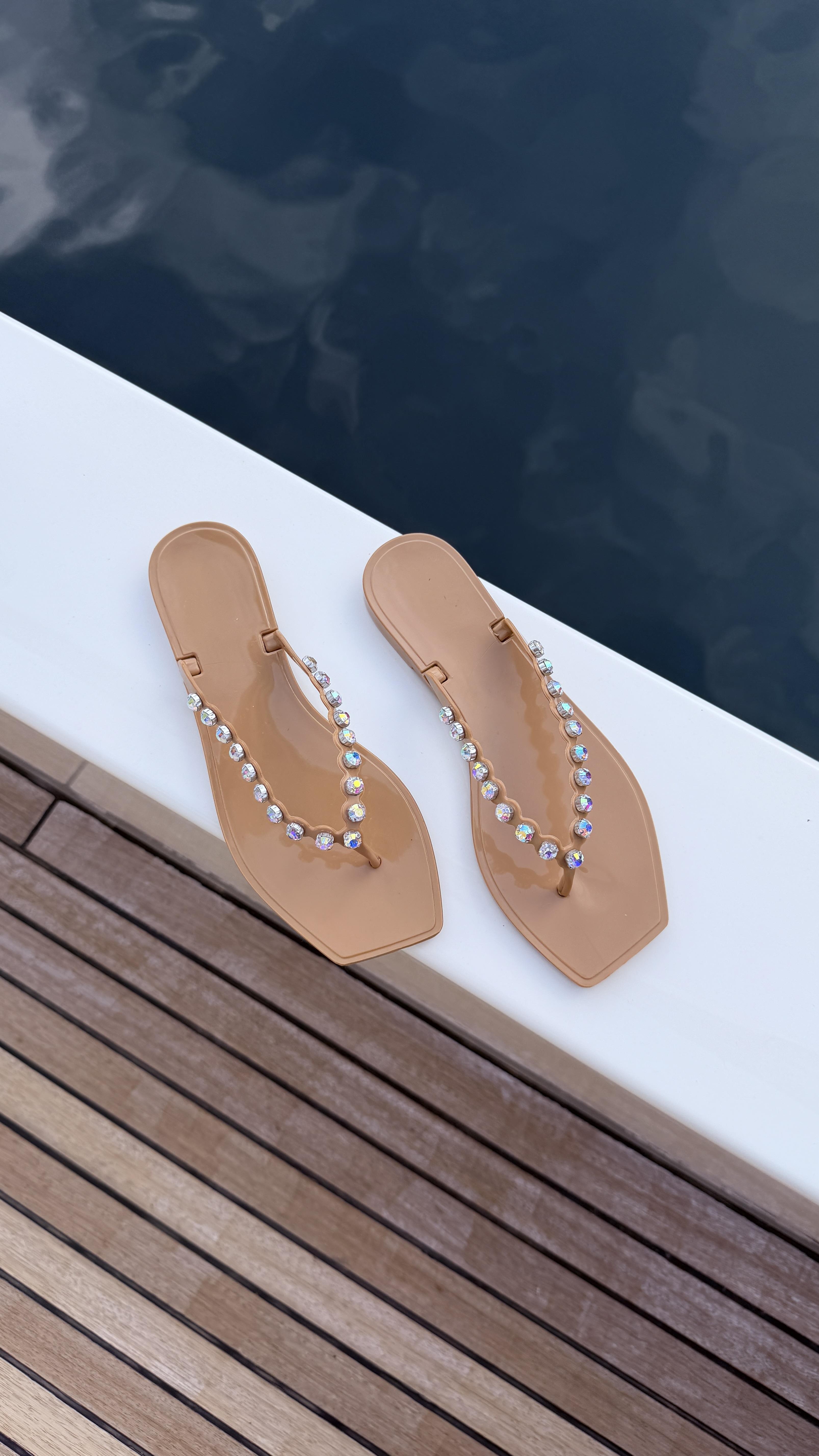 Diamond Touch Bej Plaj Terliği