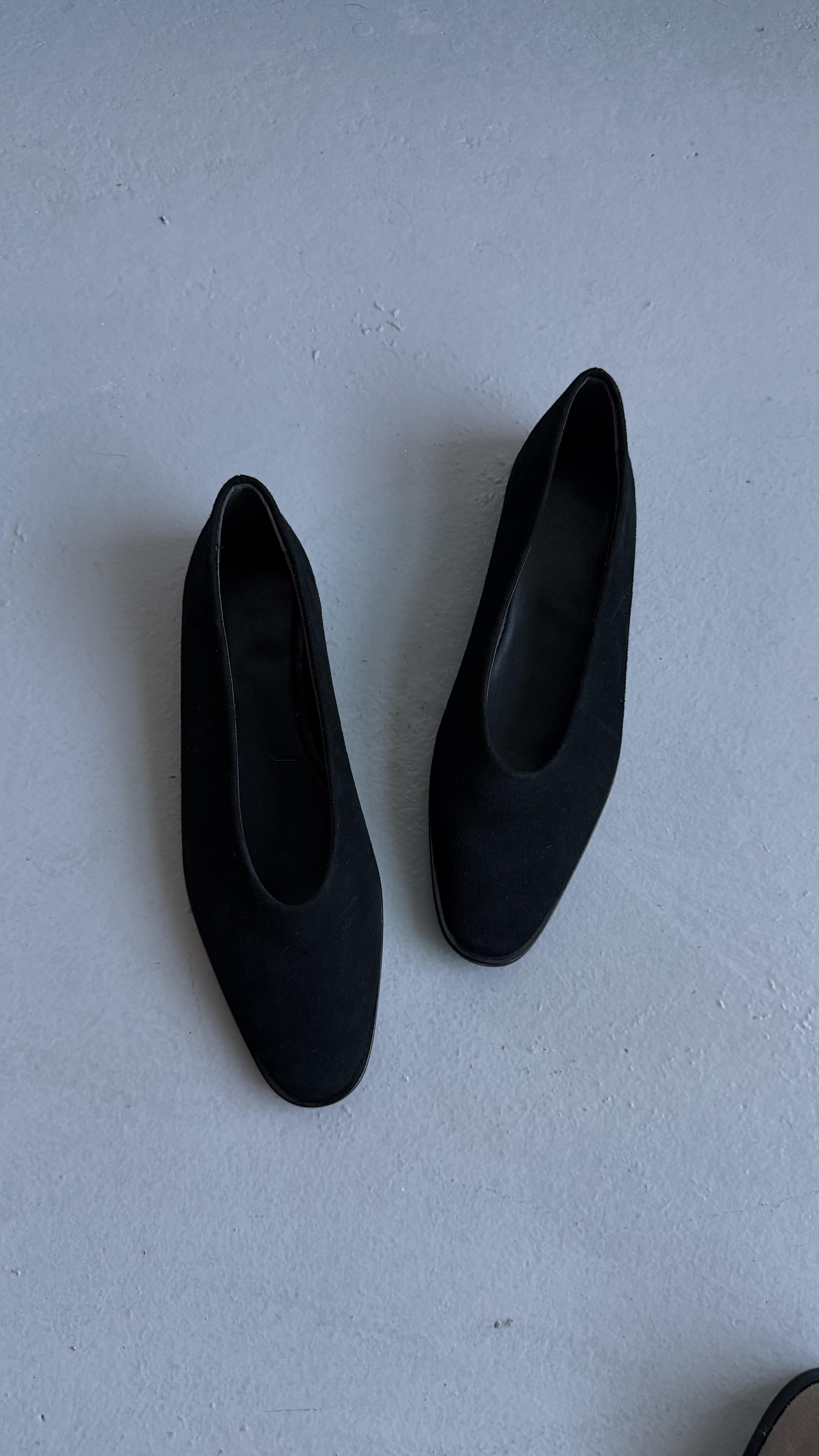 Ella Siyah Süet Kadın Babet Ayakkabı