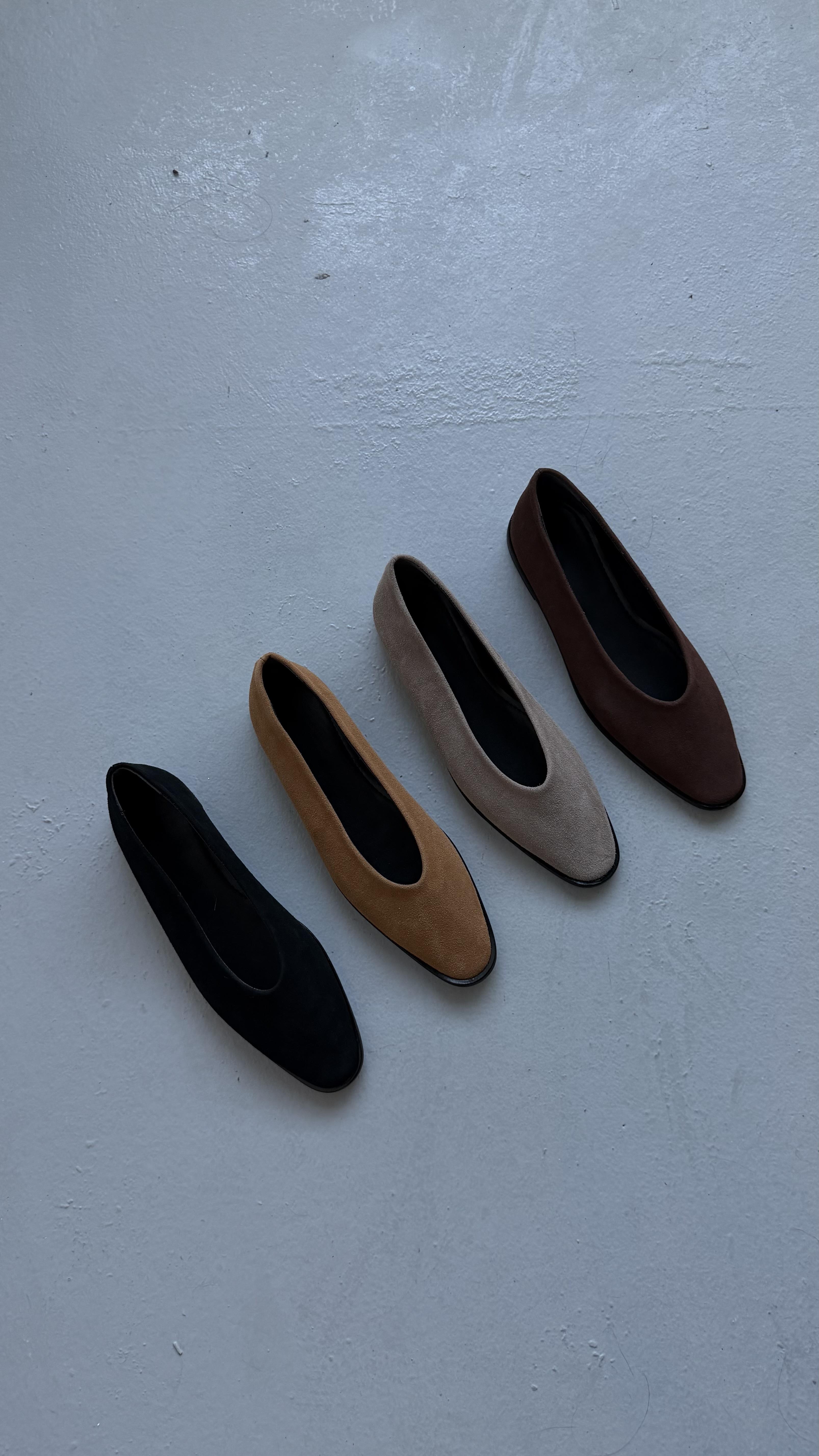 Ella Siyah Süet Kadın Babet Ayakkabı