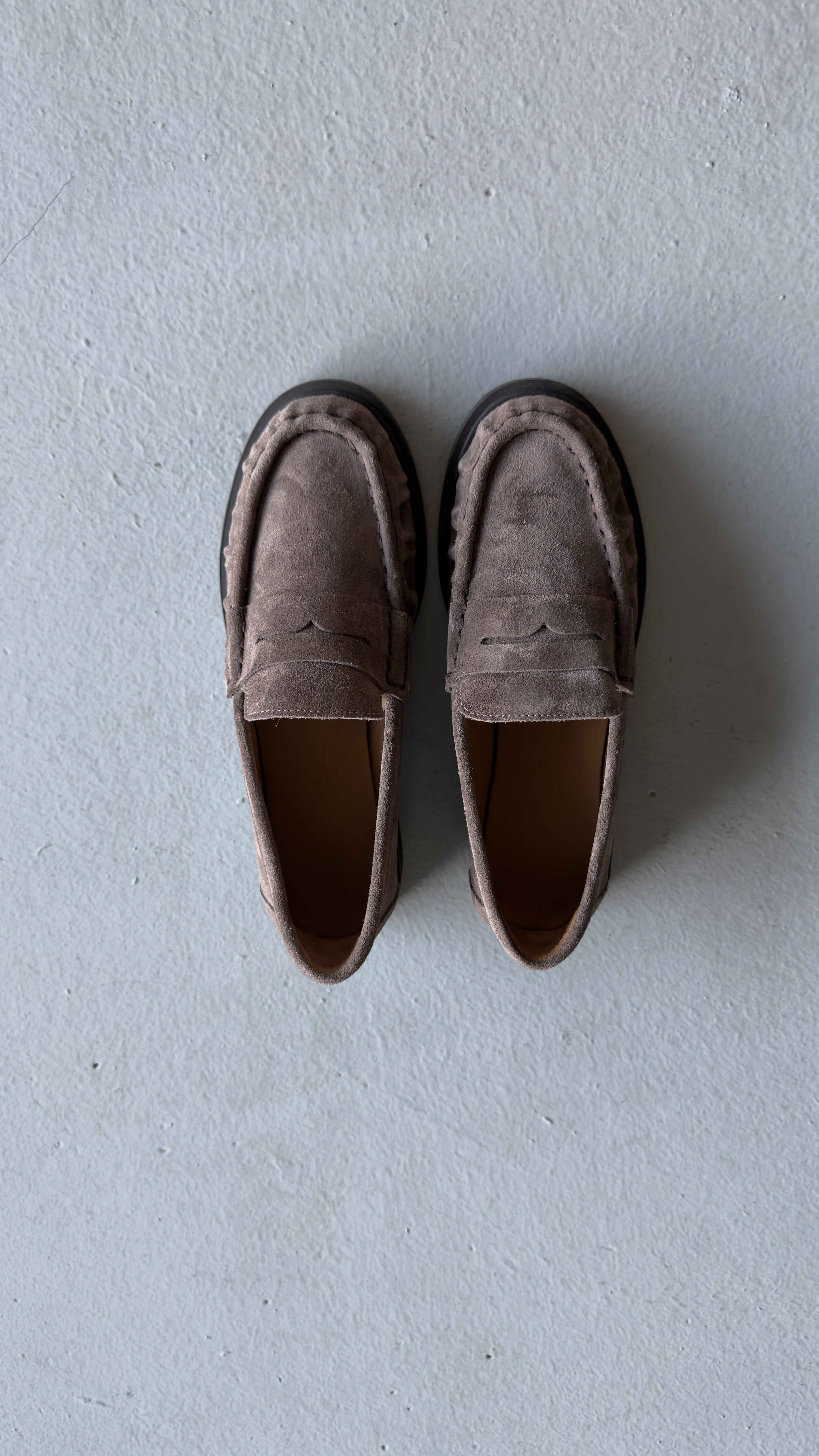Kadın Büzgülü Gerçek Deri Oxford Loafer Günlük Ayakkabı Gri